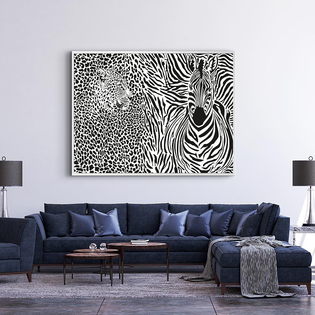 Leinwandgemälde - Leoparden- und Zebra-Illusion