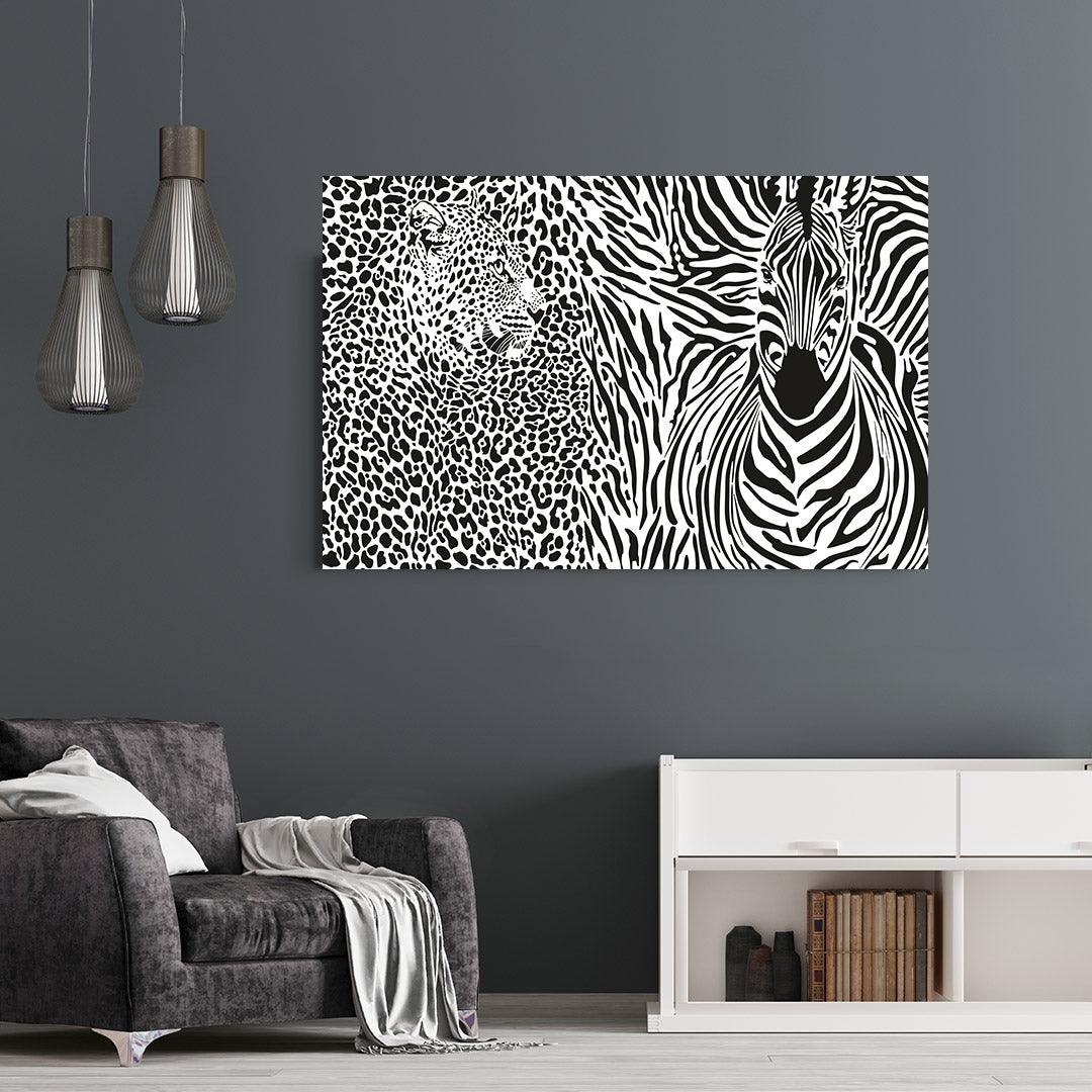 Leinwandgemälde - Leoparden- und Zebra-Illusion