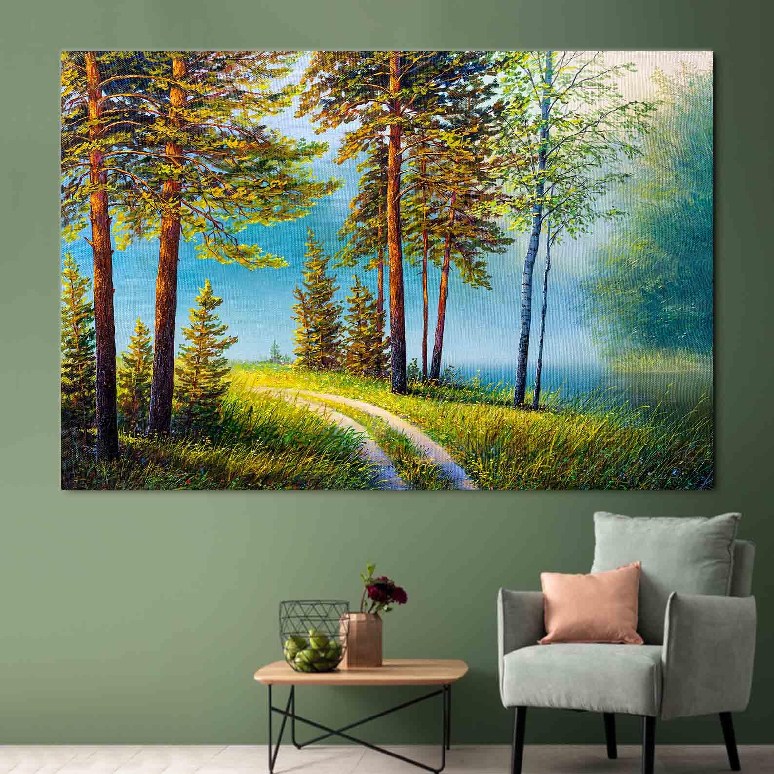 Leinwandbild - Sommerlandschaft Wald