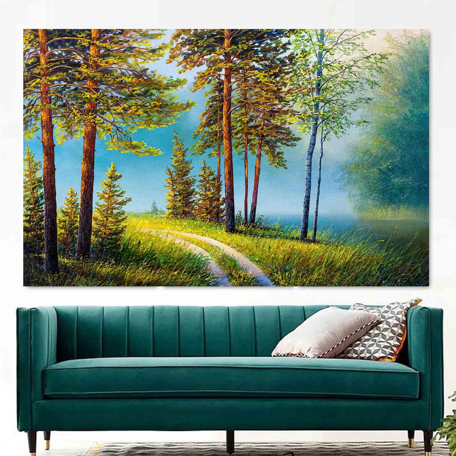 Leinwandbild - Sommerlandschaft Wald