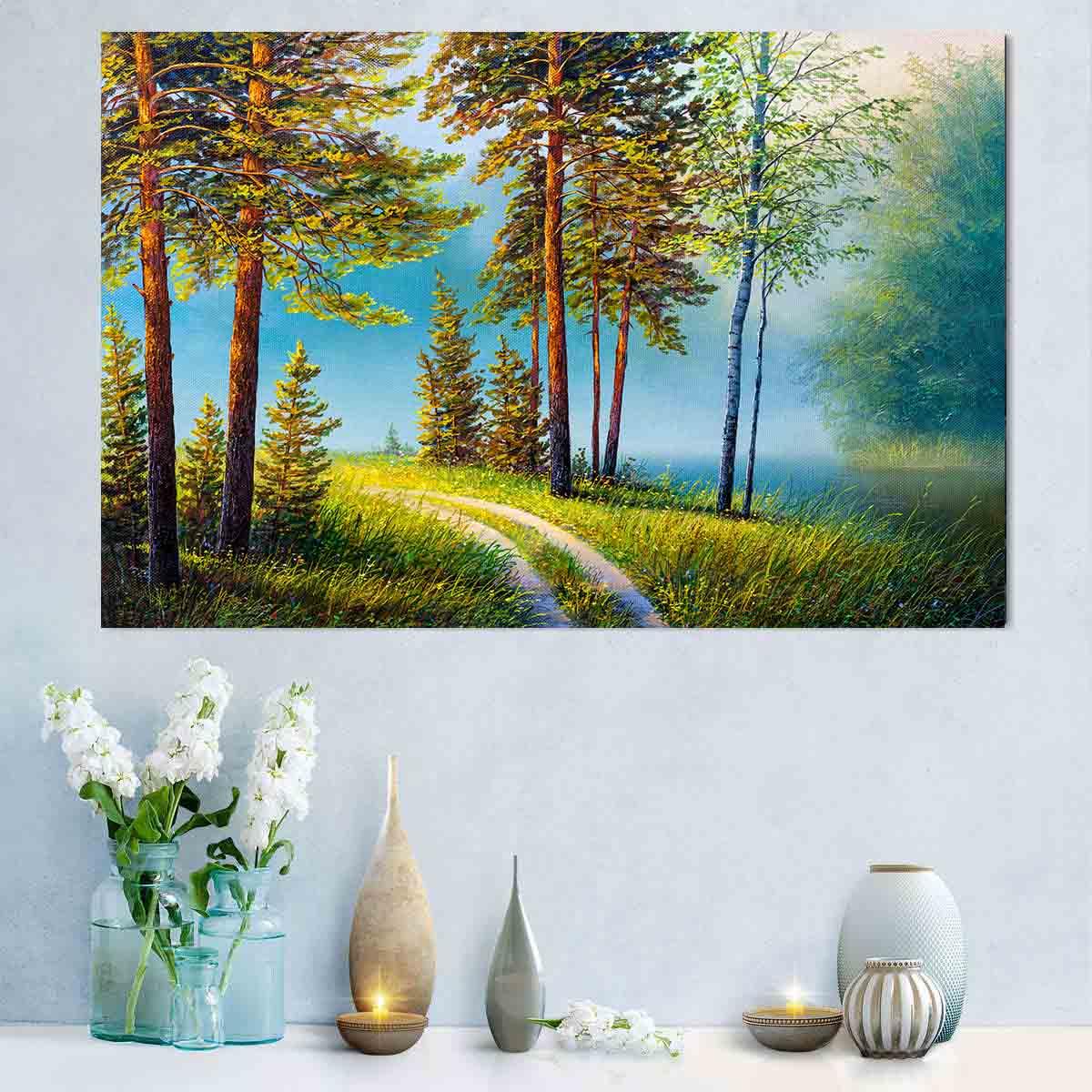 Leinwandbild - Sommerlandschaft Wald