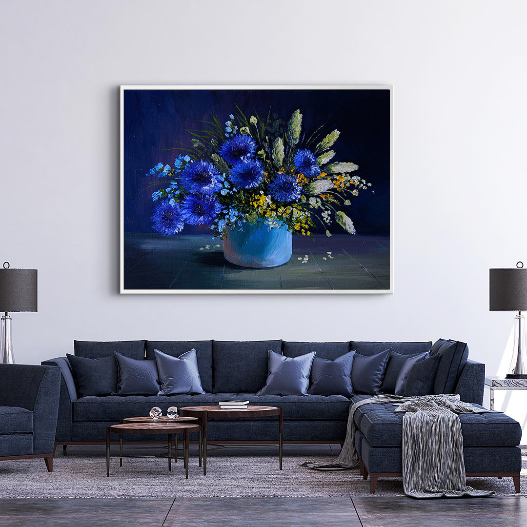 Leinwandbild - Blaue Blumen