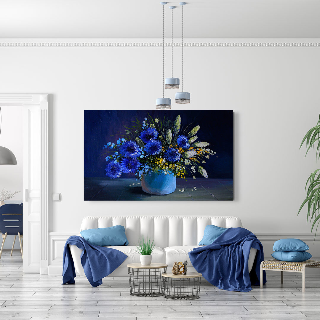 Leinwandbild - Blaue Blumen