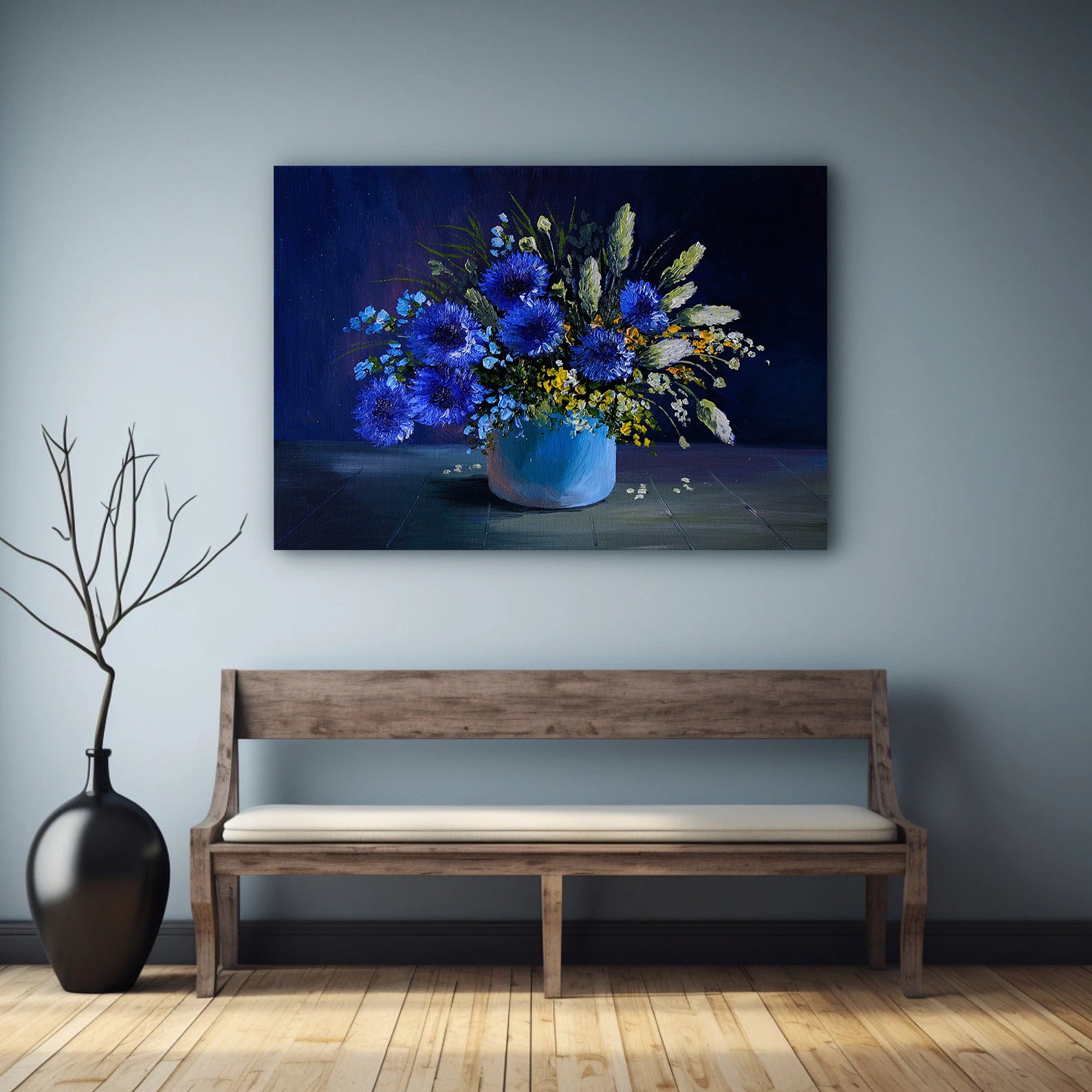 Leinwandbild - Blaue Blumen