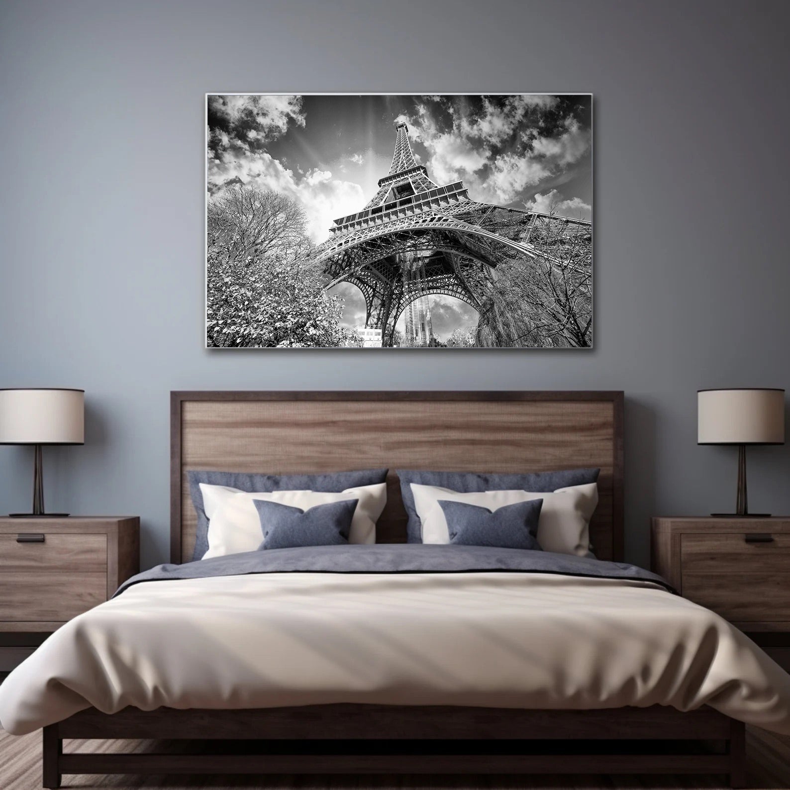 Leinwandbild - Eiffelturm Schwarz und Weiß