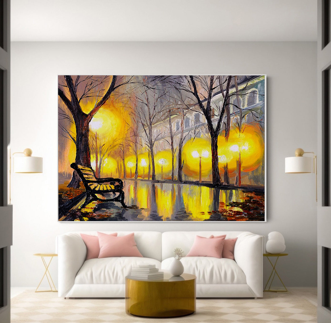 Leinwandgemälde - Regnerische Stadt