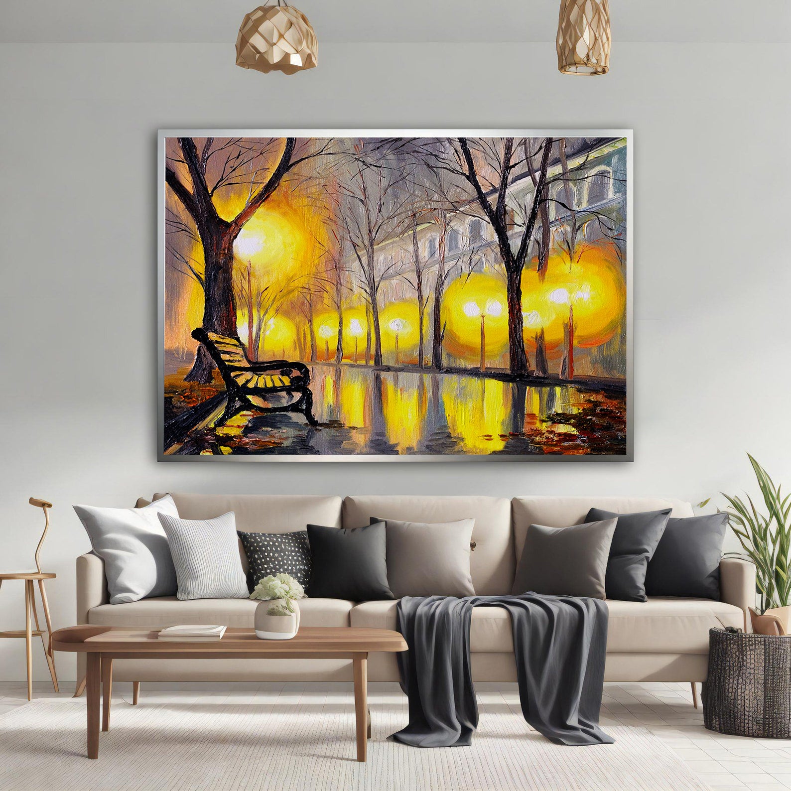 Leinwandgemälde - Regnerische Stadt