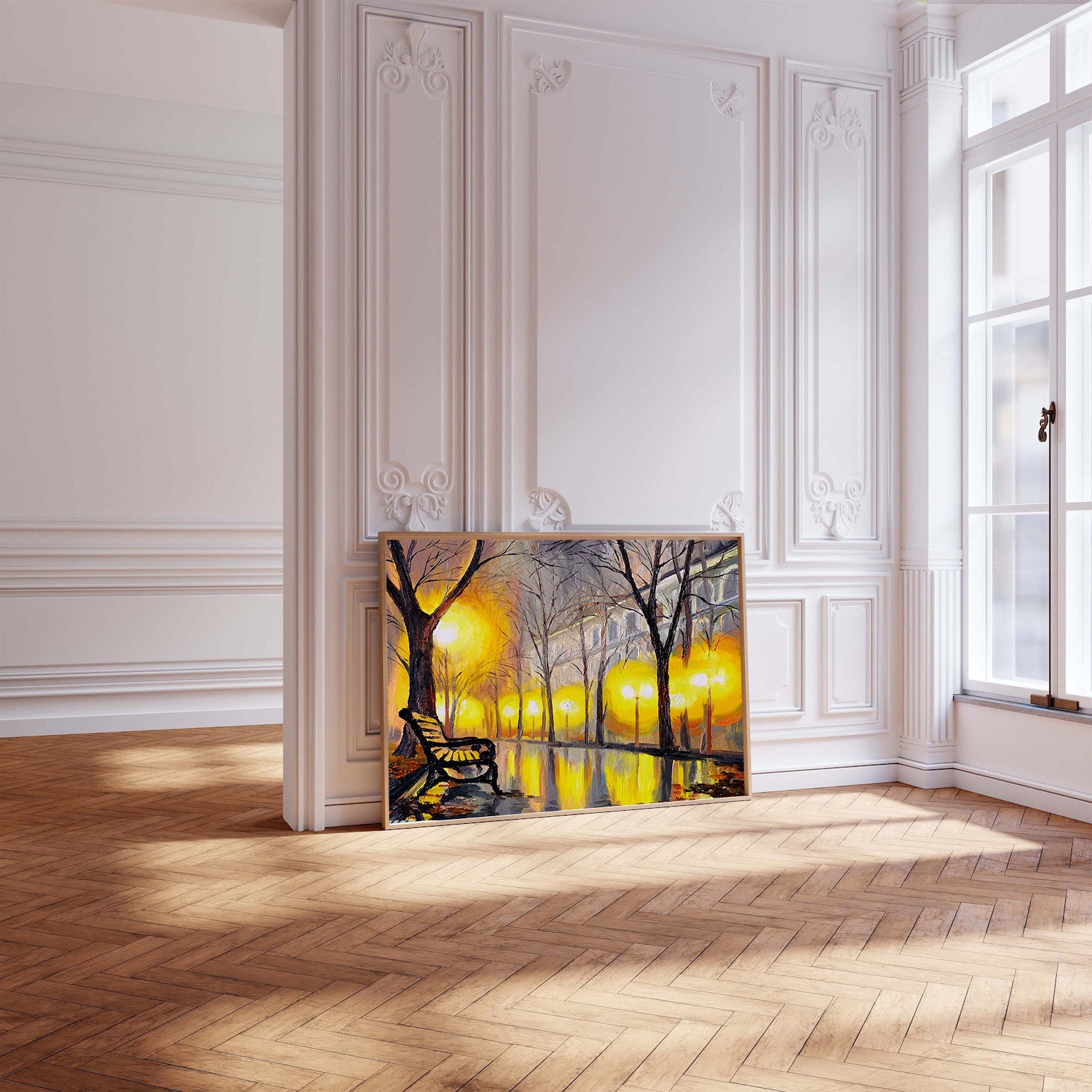 Leinwandgemälde - Regnerische Stadt