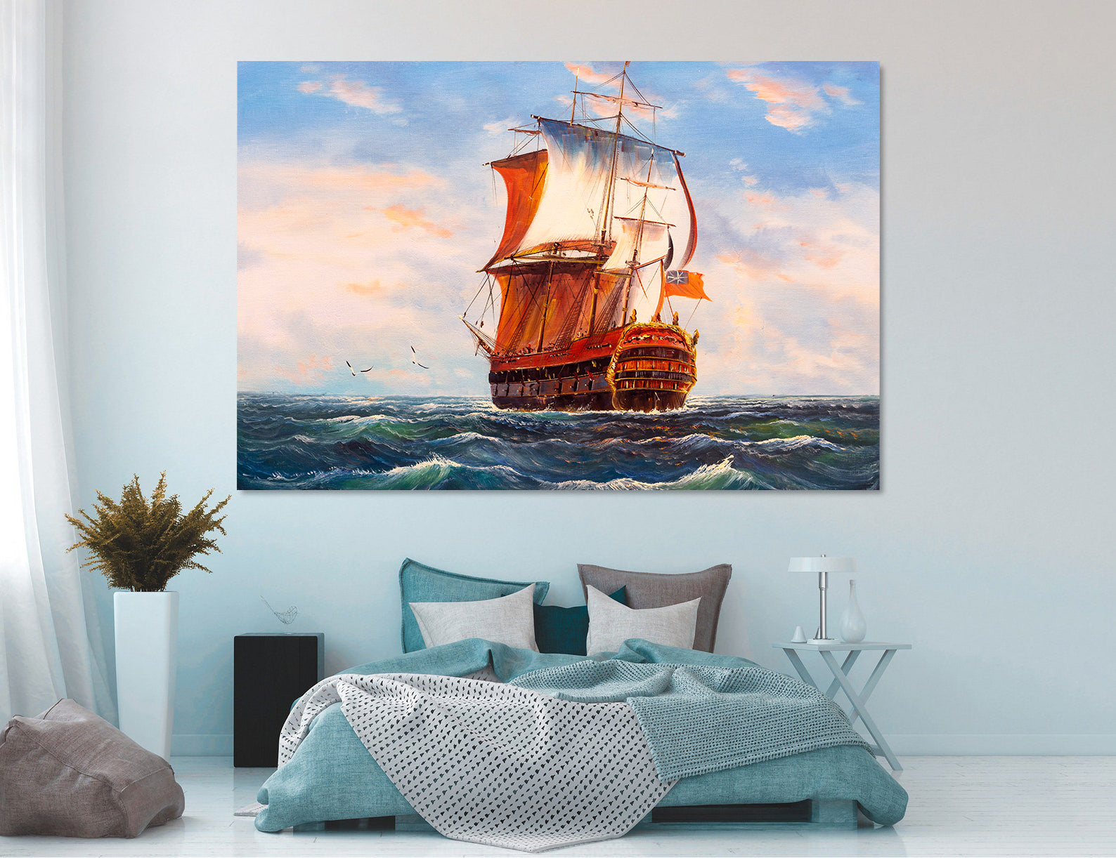 Peinture sur toile - Bateau en mer