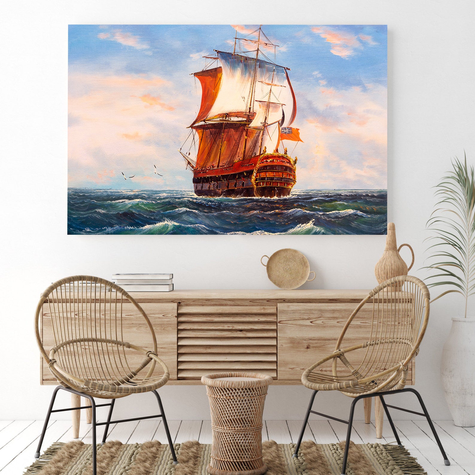 Peinture sur toile - Bateau en mer