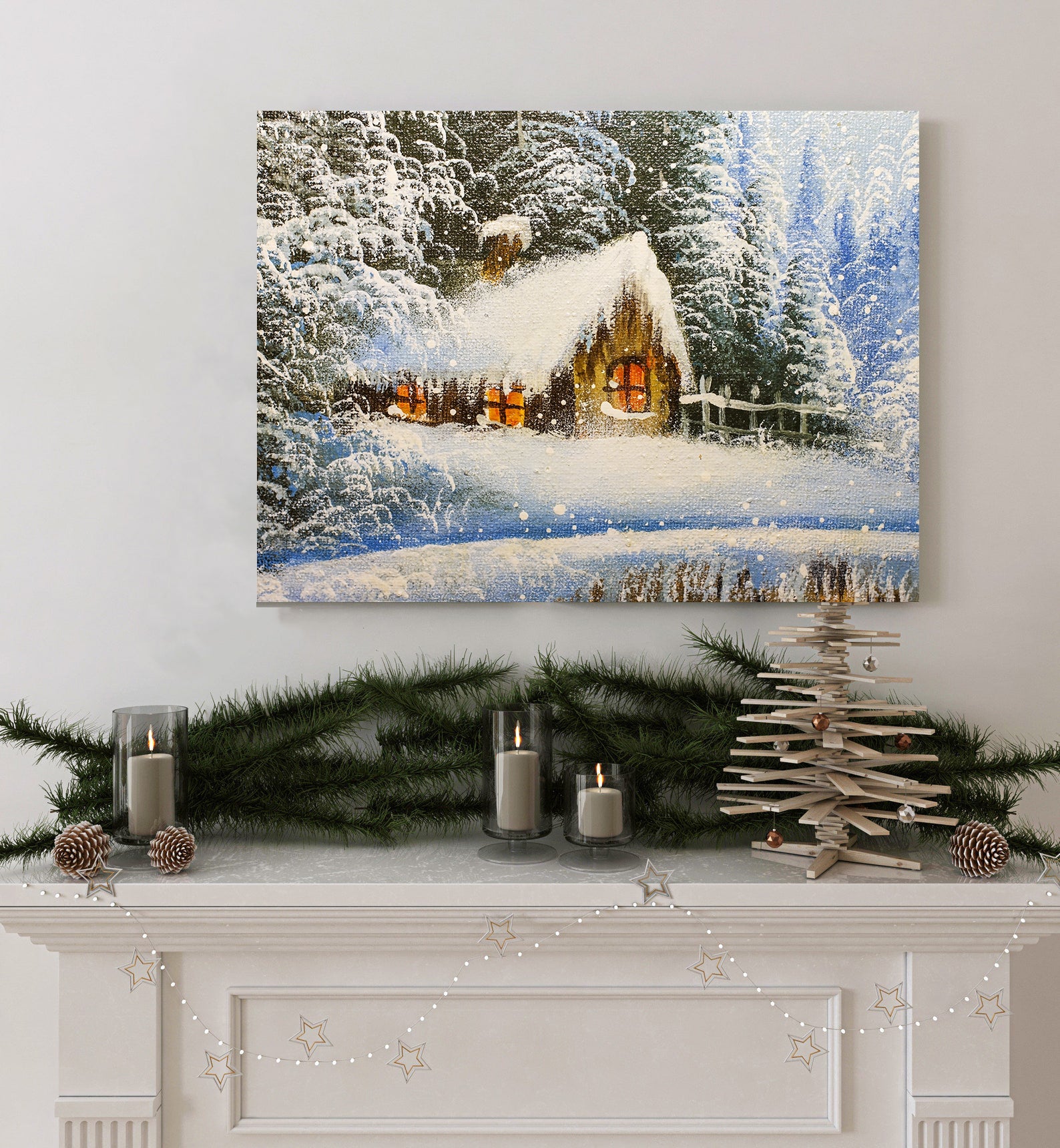 Tablou Canvas - Căsuță în Pădure Iarna