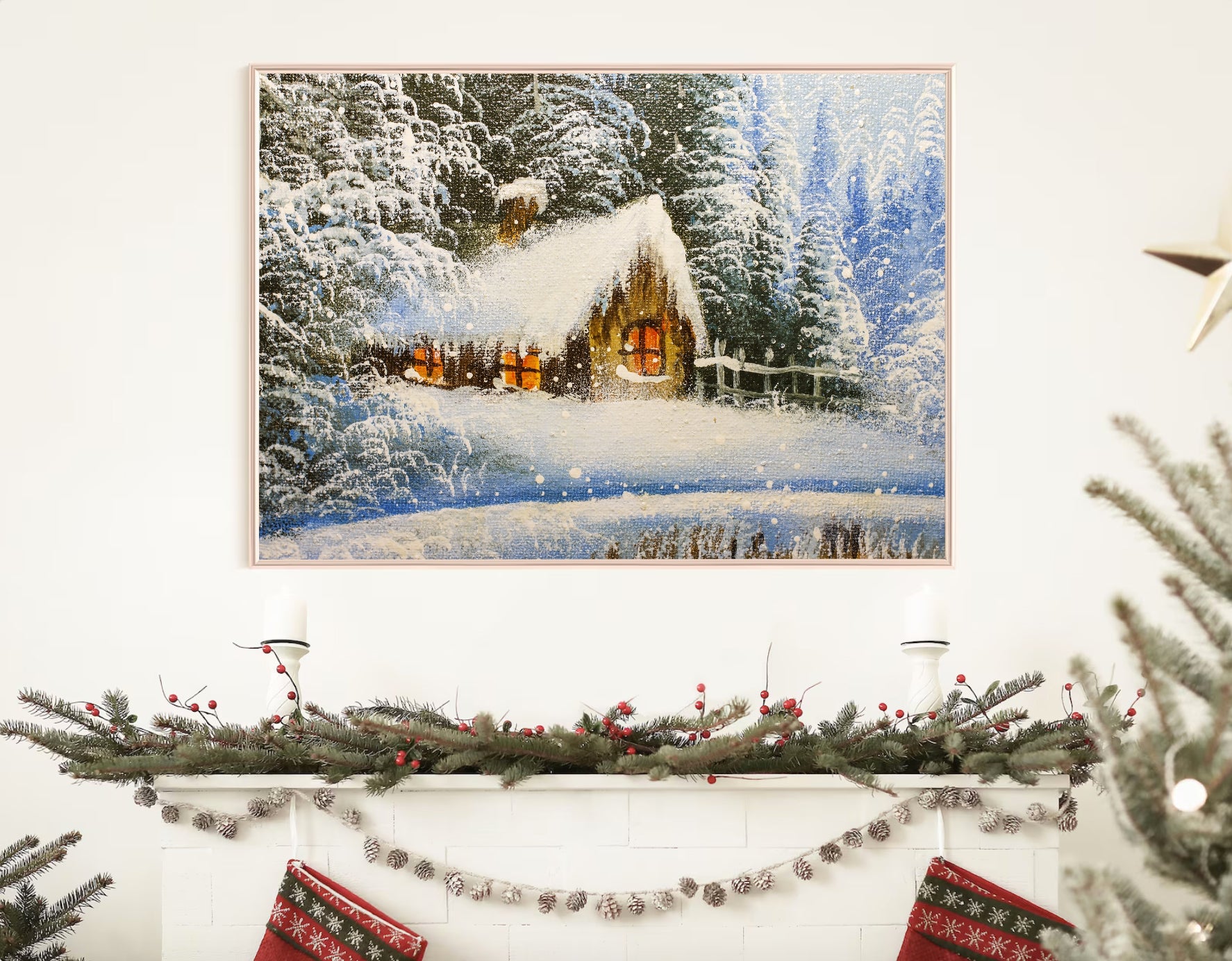 Tablou Canvas - Căsuță în Pădure Iarna