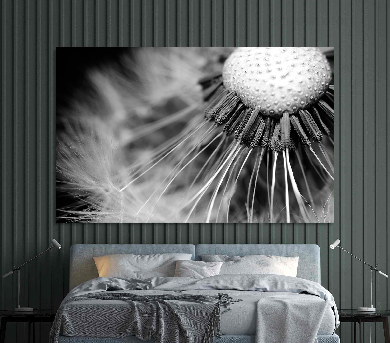 Peinture sur toile - Fleur en noir et blanc