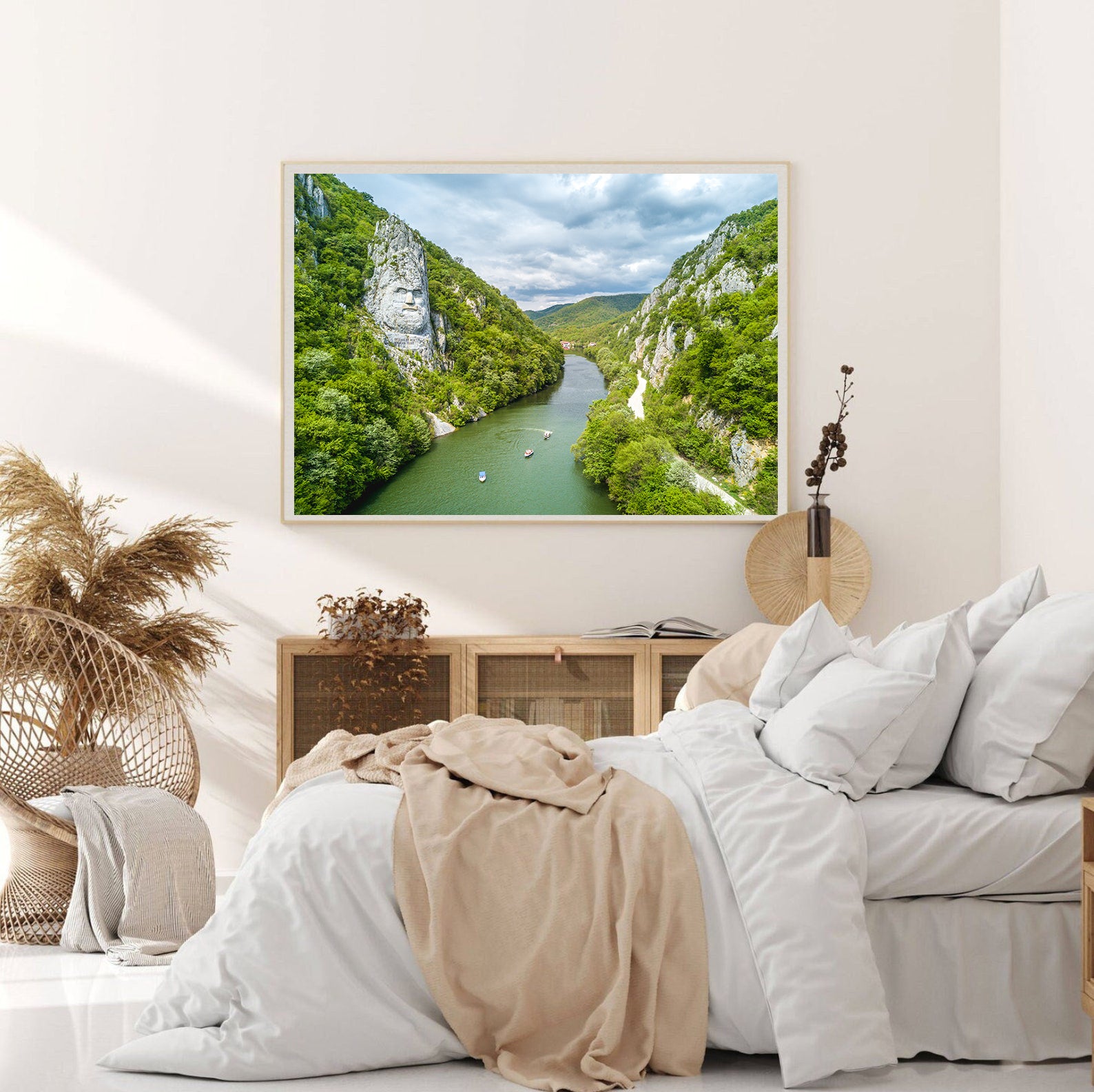 Leinwandbild - Felsstatue