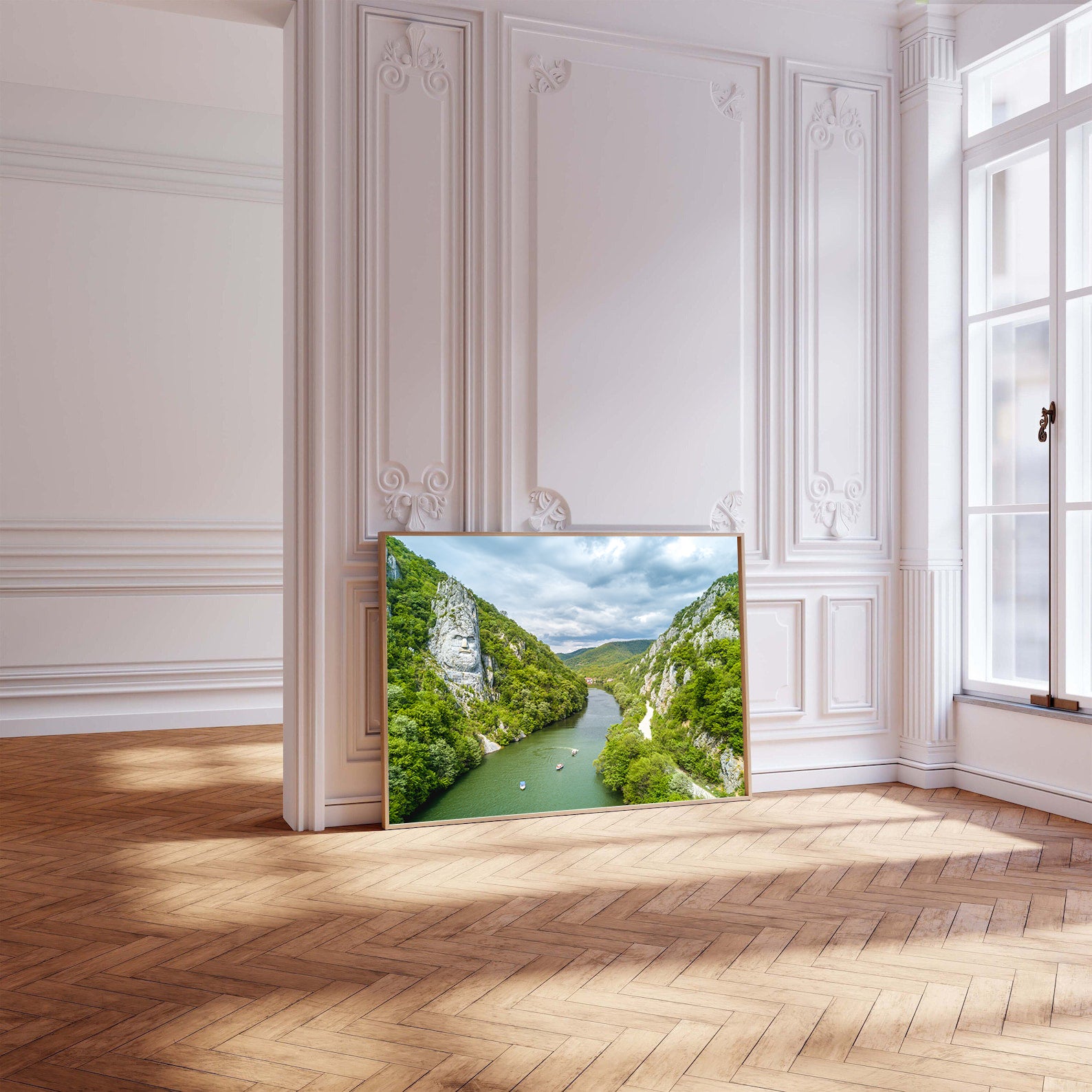 Leinwandbild - Felsstatue