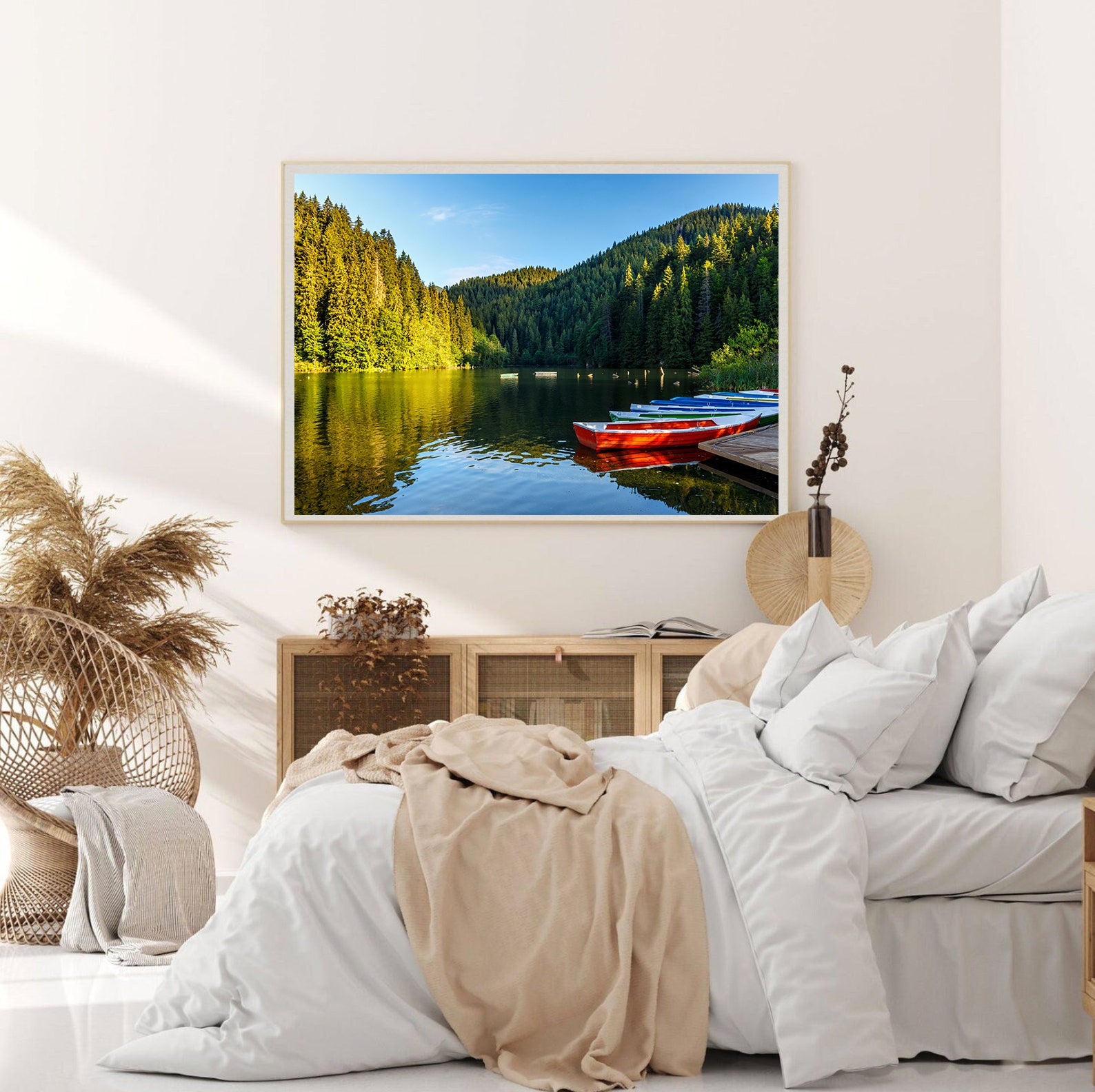 Peinture sur toile - Bateaux sur le lac