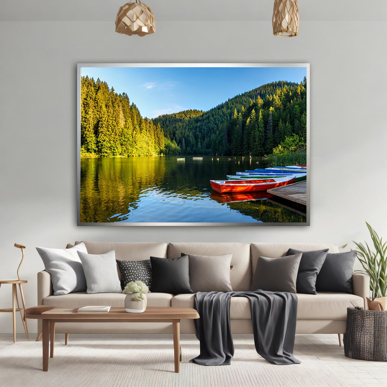 Peinture sur toile - Bateaux sur le lac