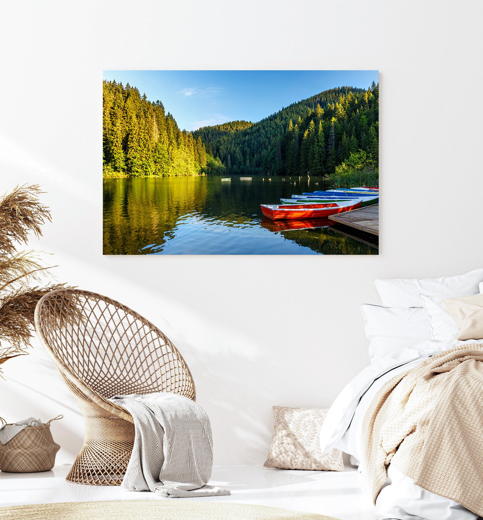 Peinture sur toile - Bateaux sur le lac