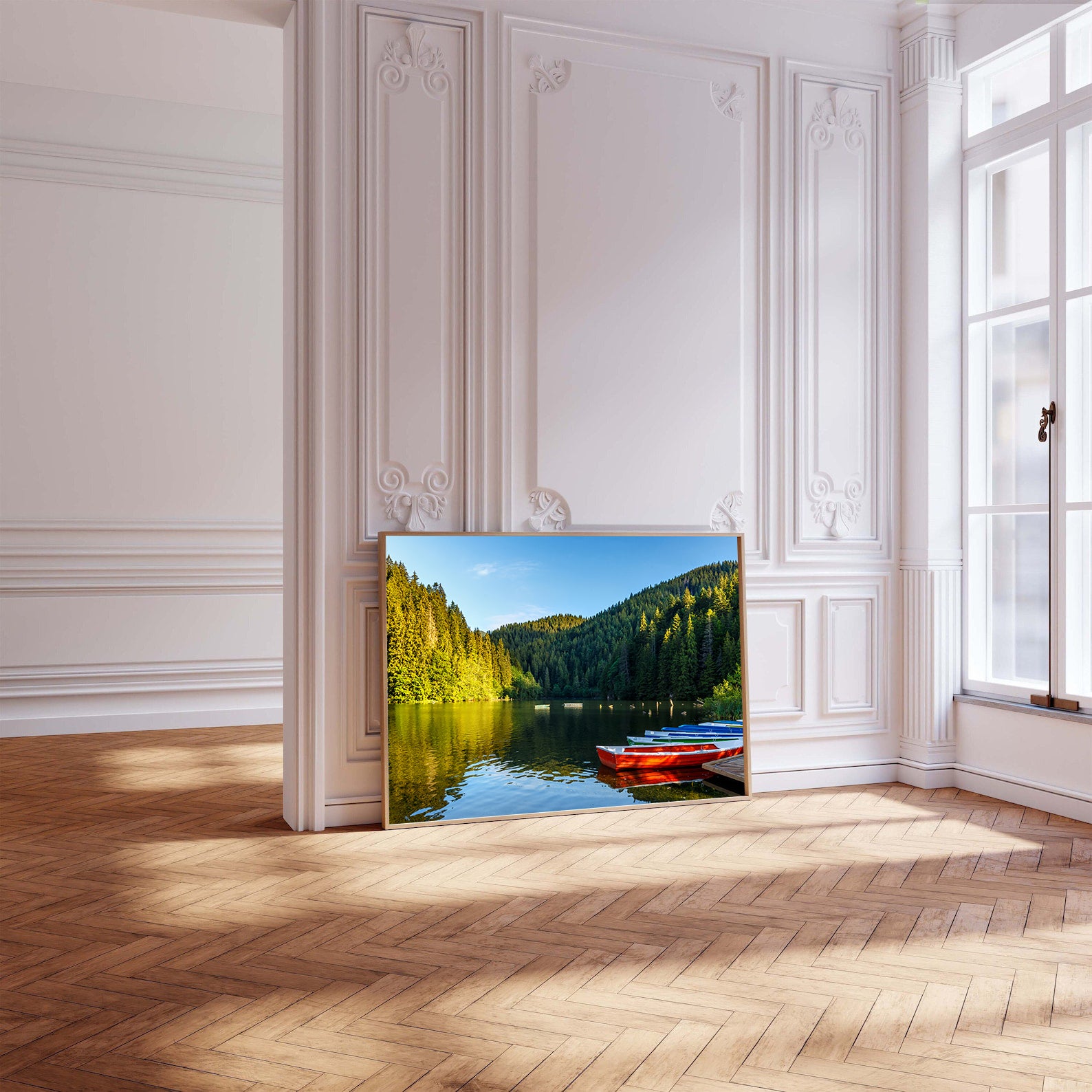 Peinture sur toile - Bateaux sur le lac