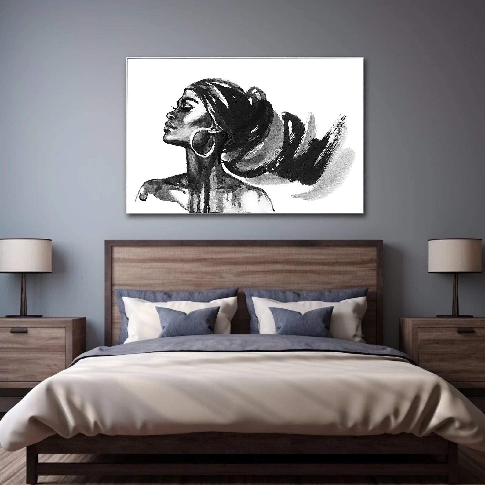 Peinture sur toile - Portrait en noir et blanc