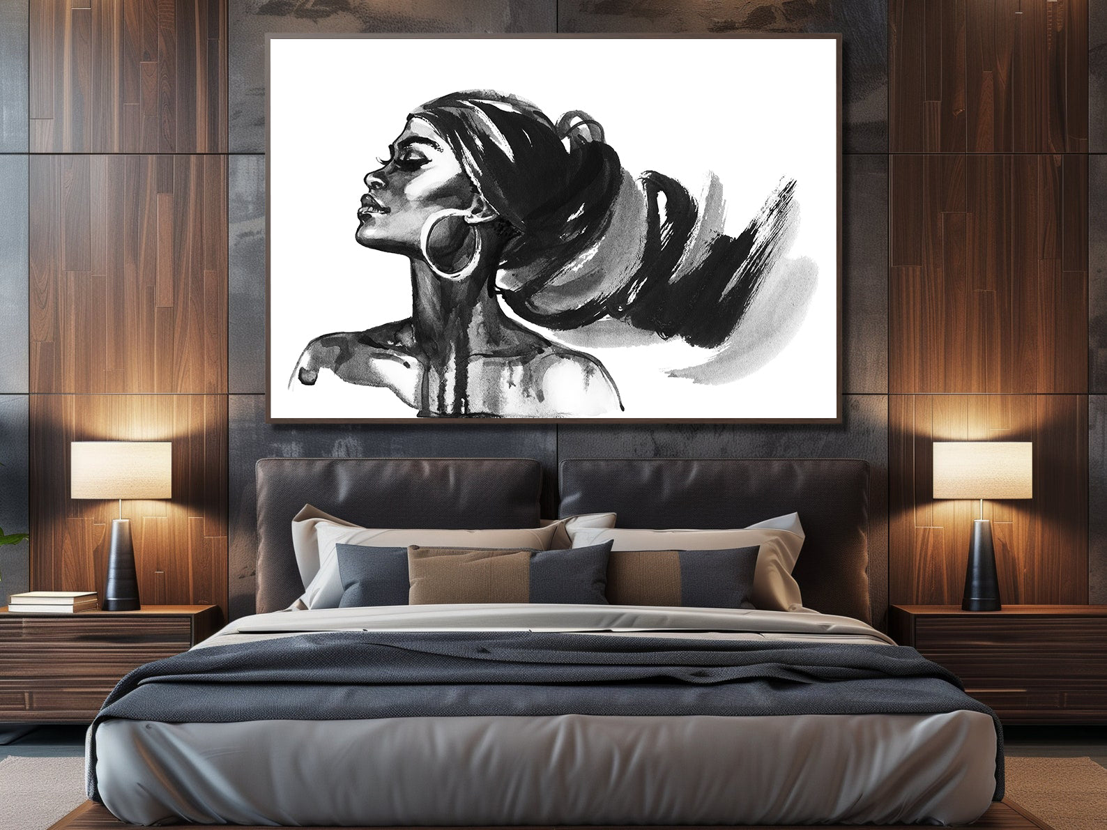 Peinture sur toile - Portrait en noir et blanc