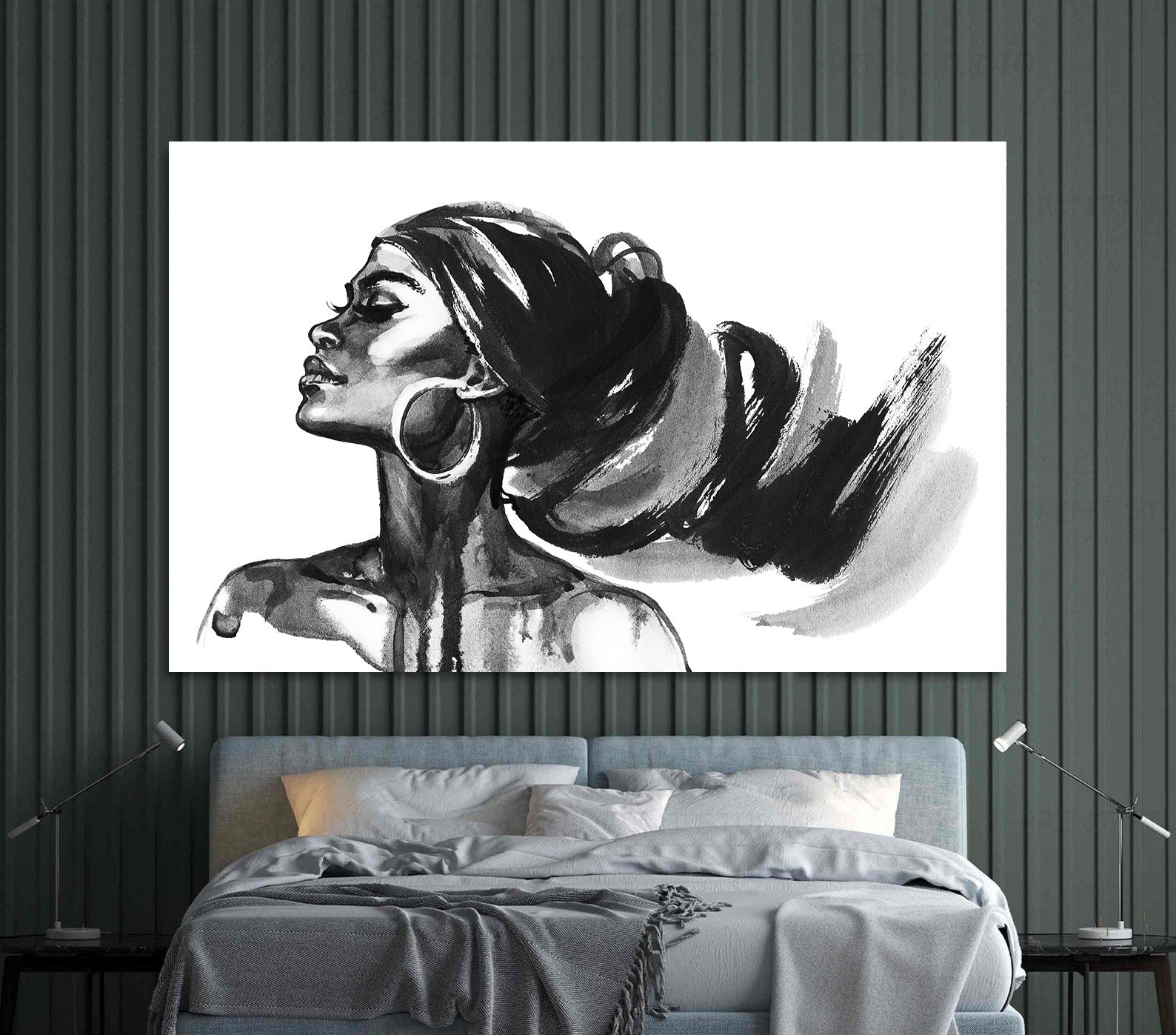 Peinture sur toile - Portrait en noir et blanc