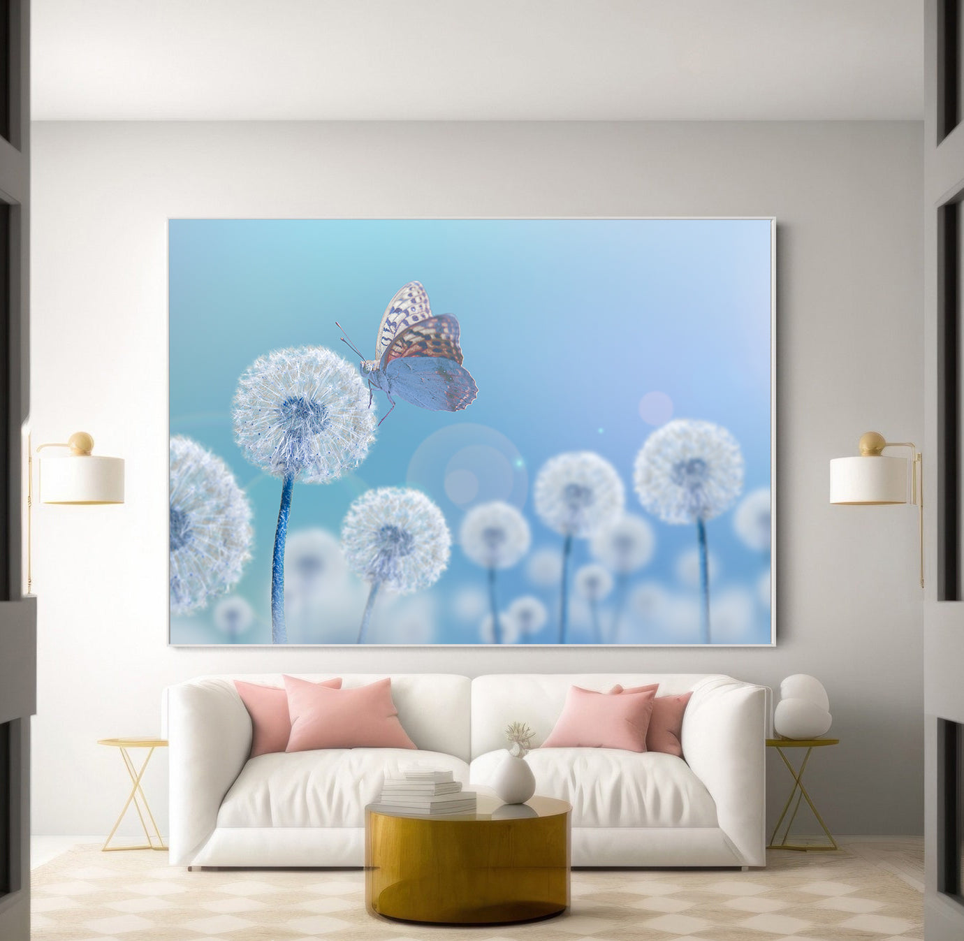 Tablou Canvas - Fluture pe Păpădii