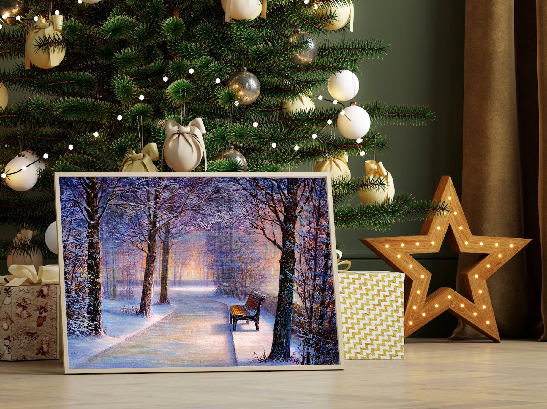 Peinture sur toile - L'hiver dans le parc