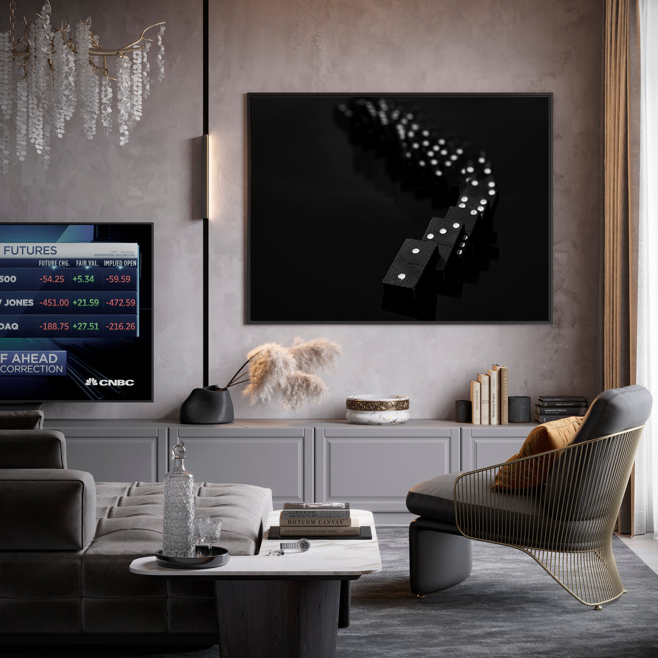 Leinwandgemälde - Domino Schwarz und Weiß