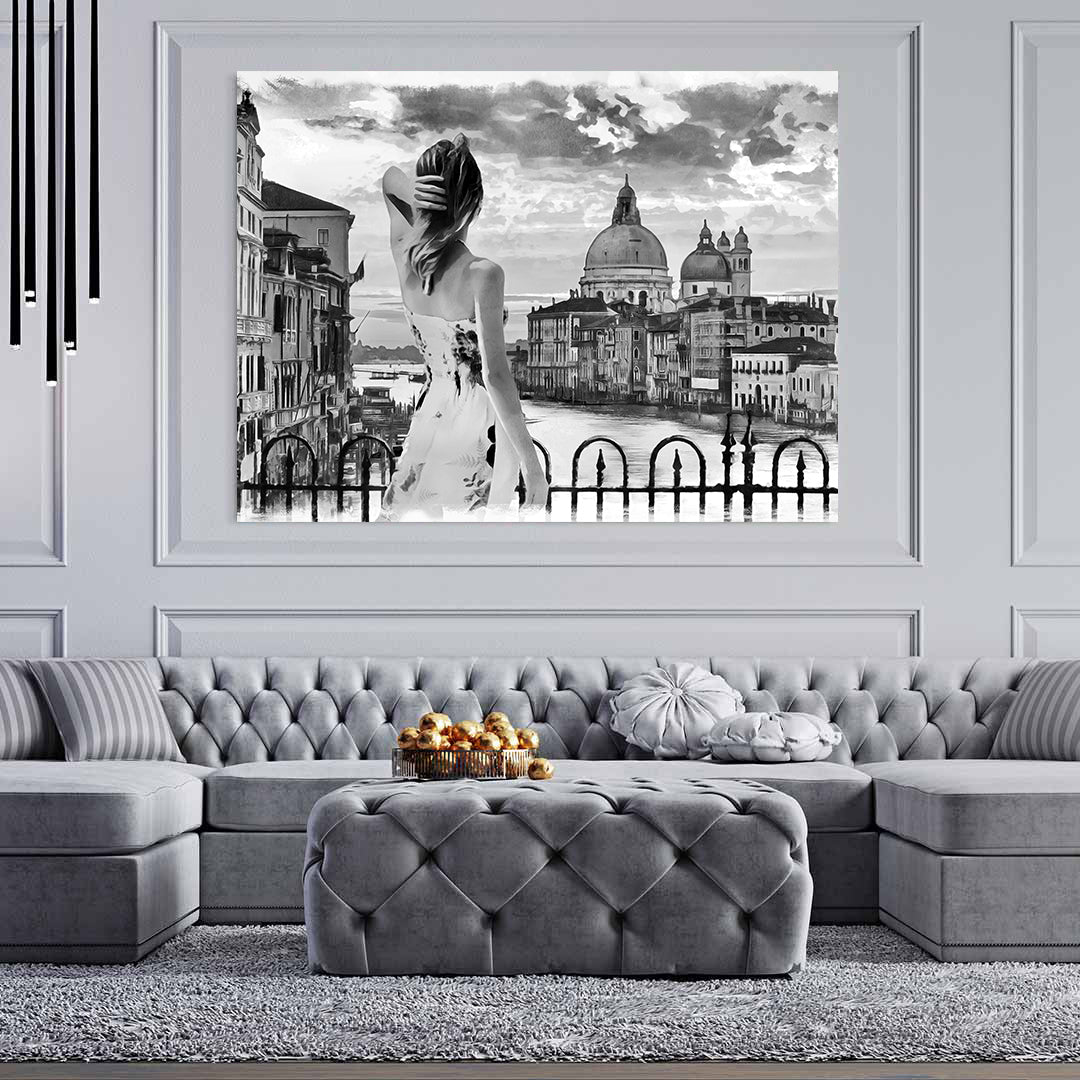 Leinwandbild - Frau in Venedig