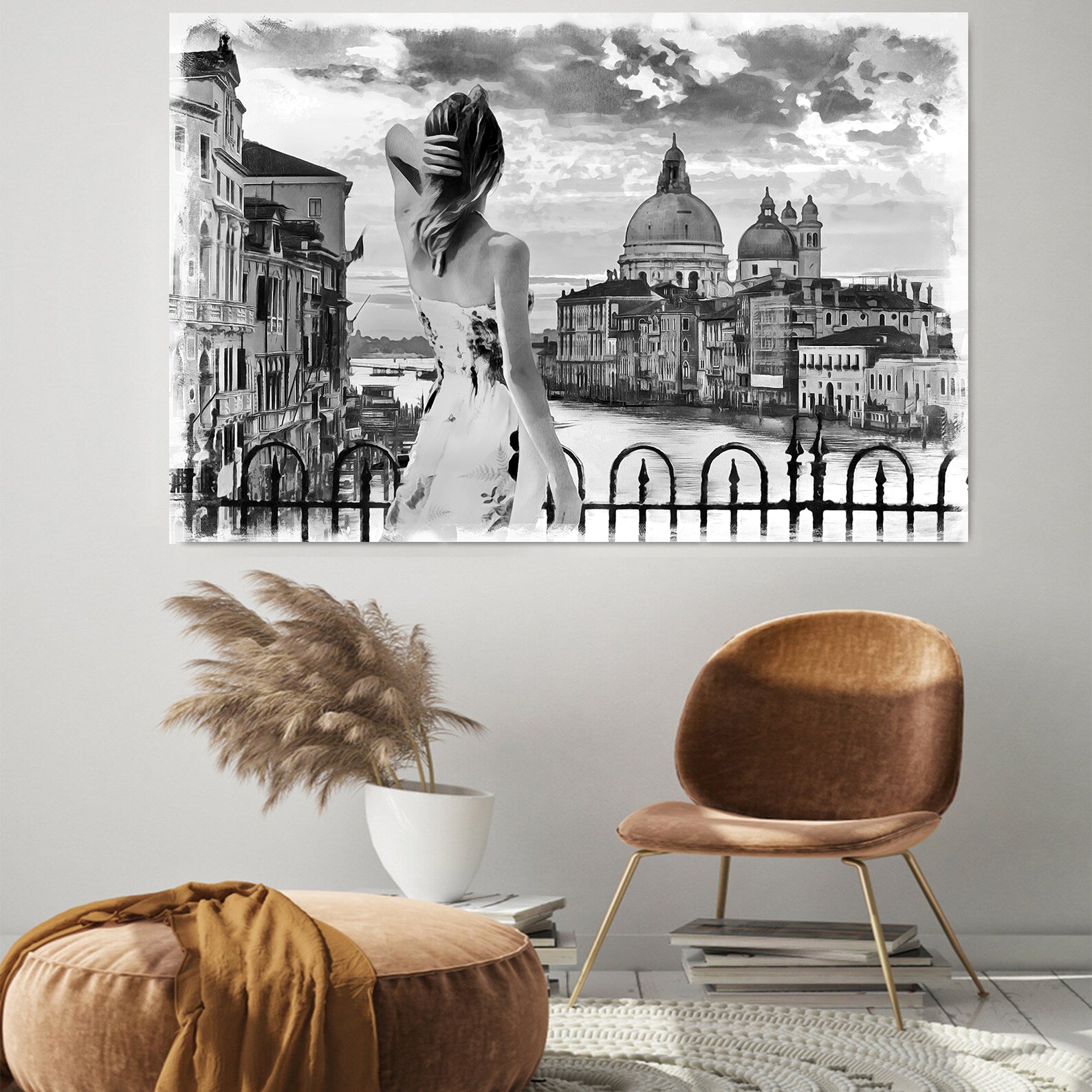 Leinwandbild - Frau in Venedig