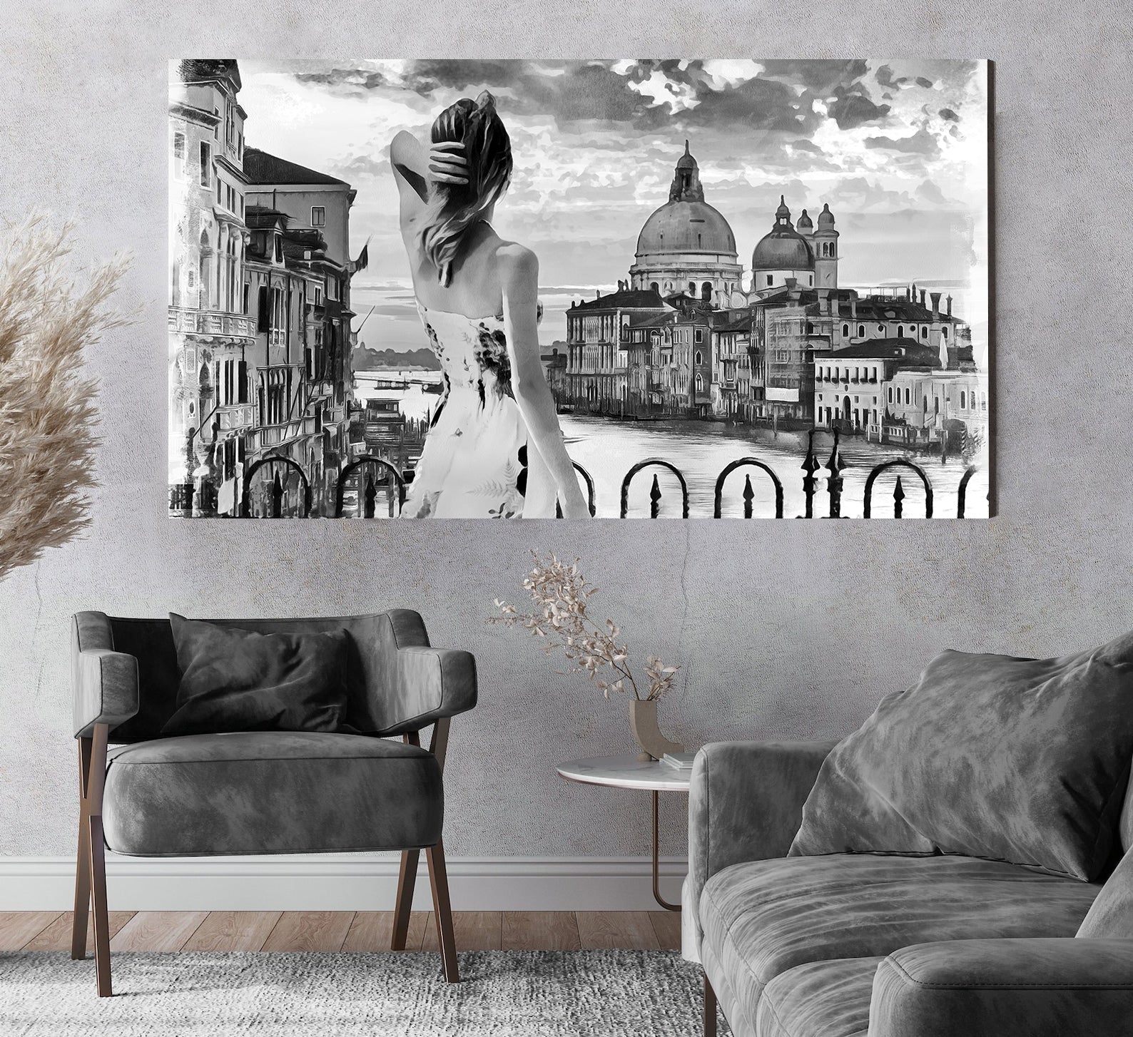 Leinwandbild - Frau in Venedig