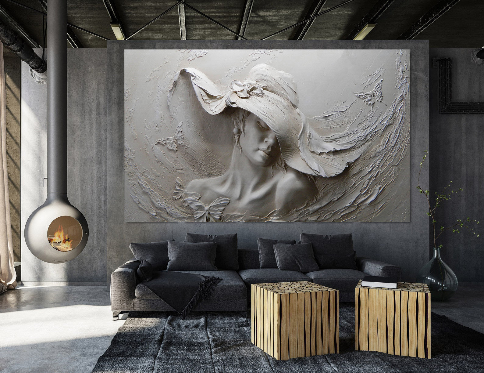 Peinture sur toile - Portrait de femme