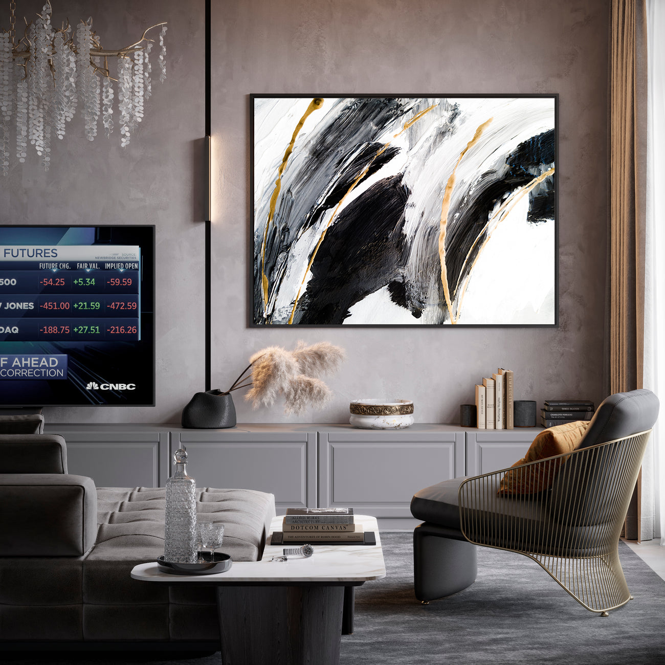 Leinwandgemälde - Schwarz-Weiß-Abstrakt