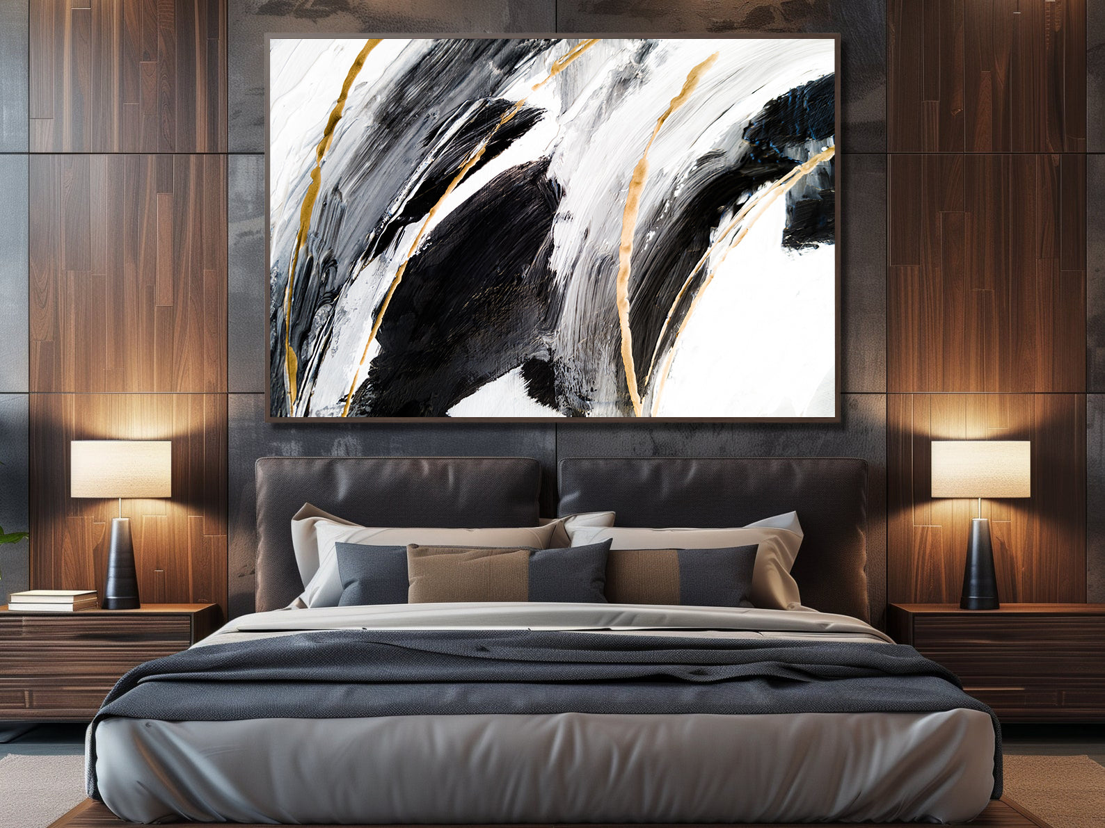 Leinwandgemälde - Schwarz-Weiß-Abstrakt