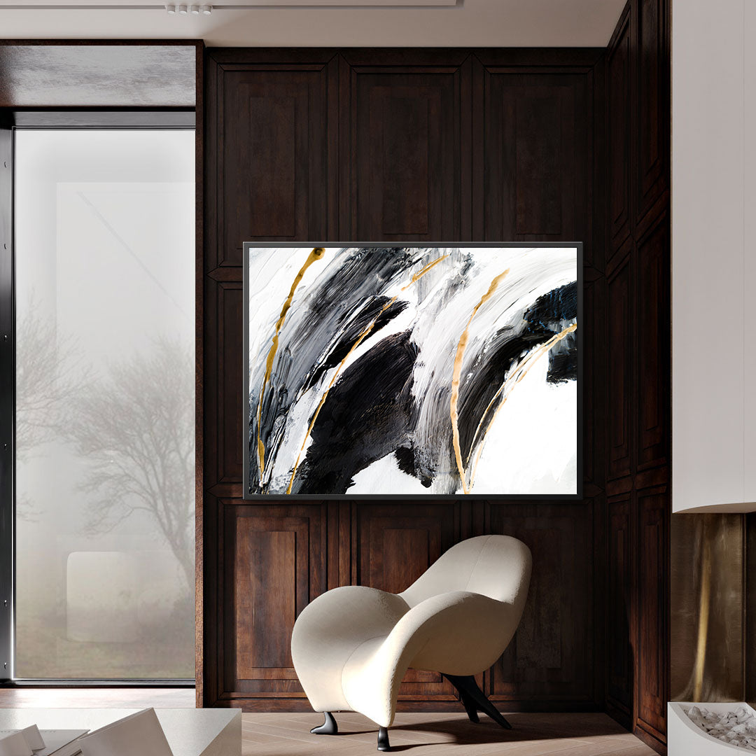 Leinwandgemälde - Schwarz-Weiß-Abstrakt