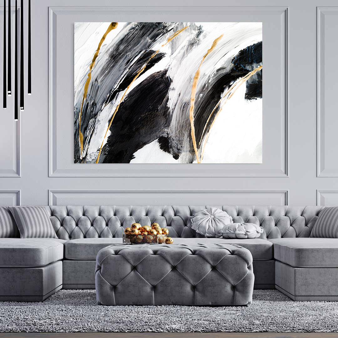 Peinture sur toile - Abstrait en noir et blanc