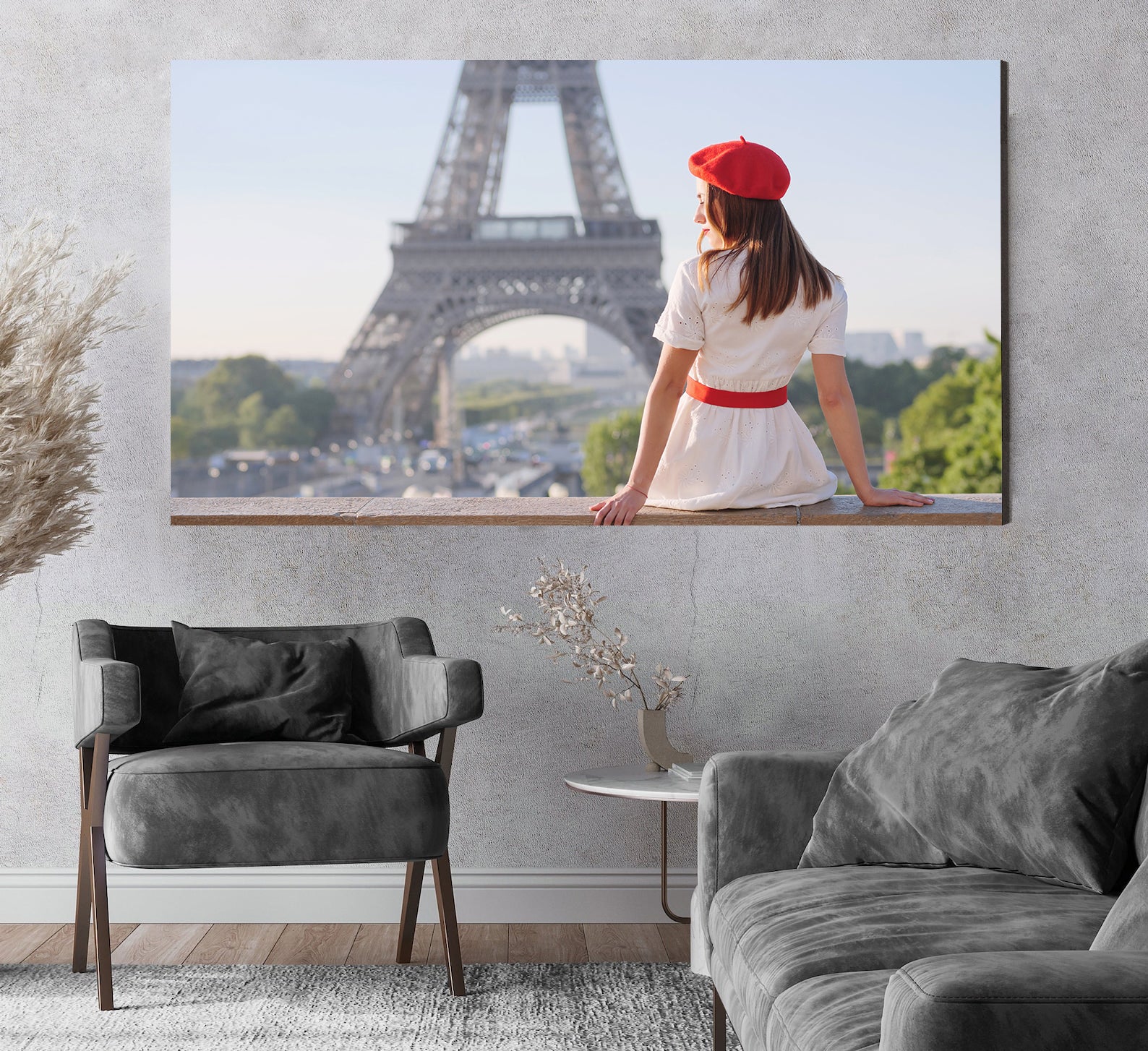 Tableau sur toile - Femme à la Tour Eiffel