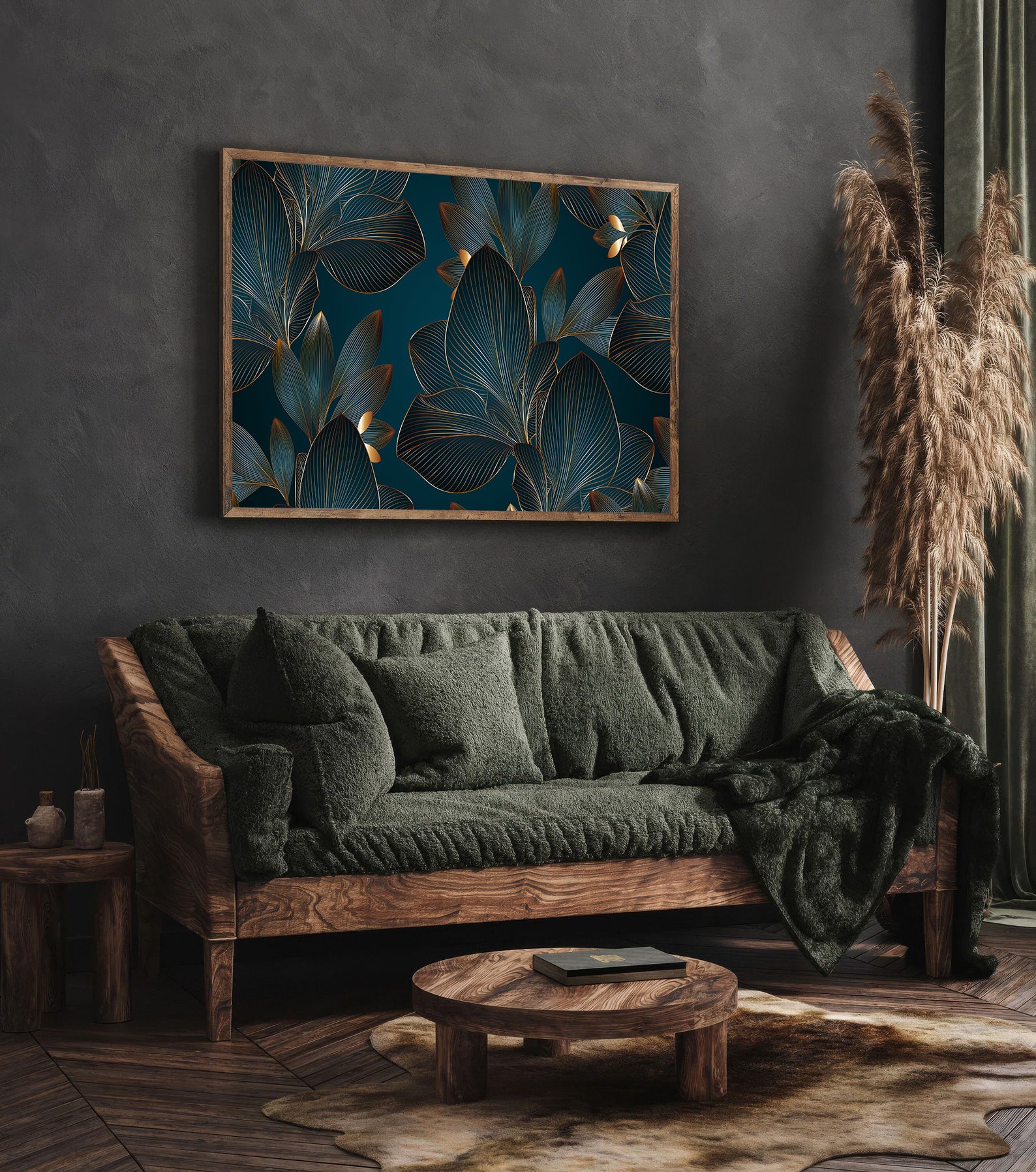 Tablou Canvas - Frunze Verzi și Aurii