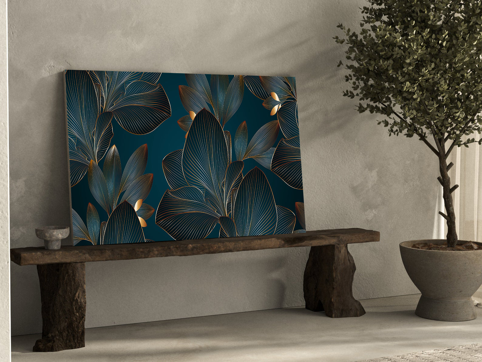 Tablou Canvas - Frunze Verzi și Aurii