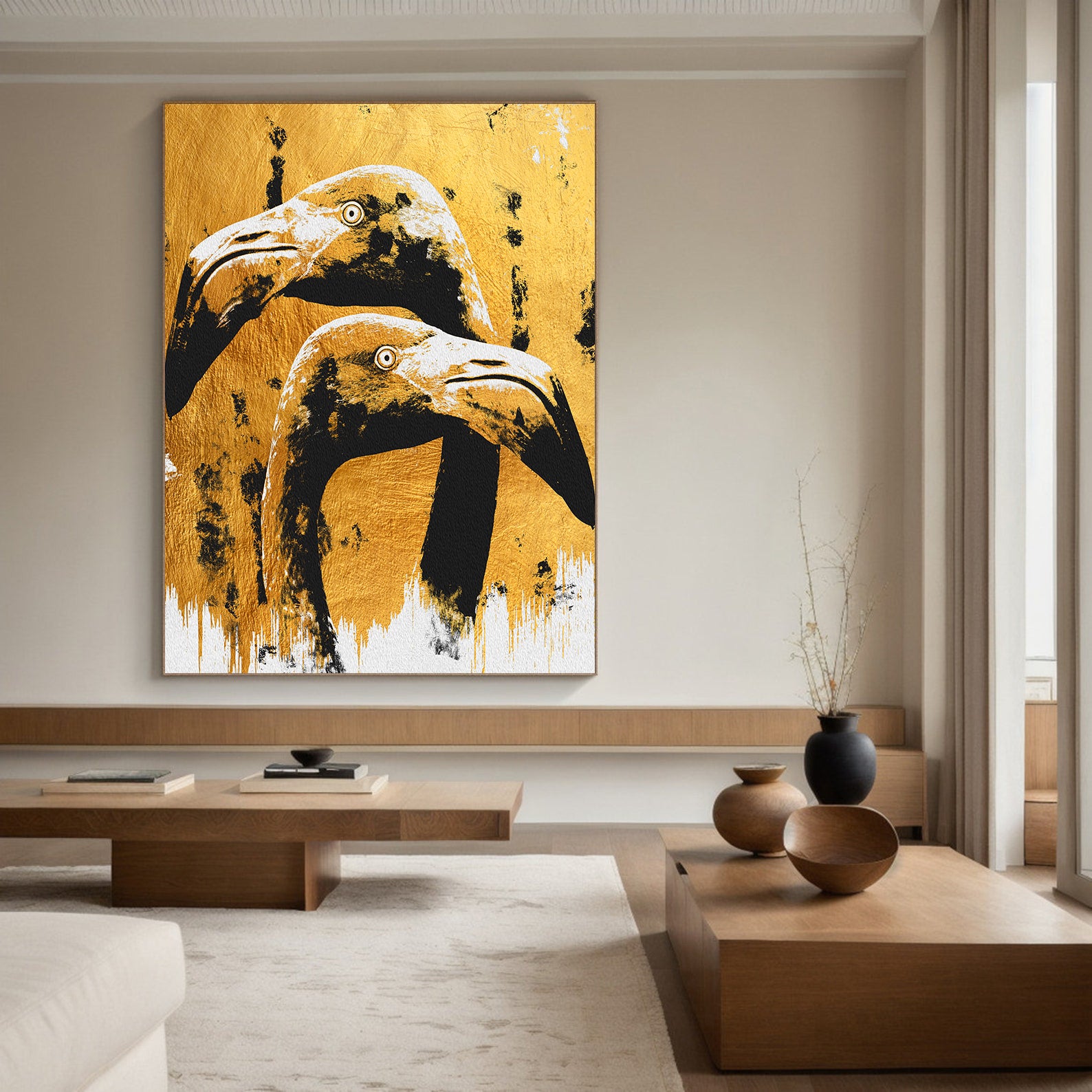 Peinture sur toile - Art moderne flamant rose