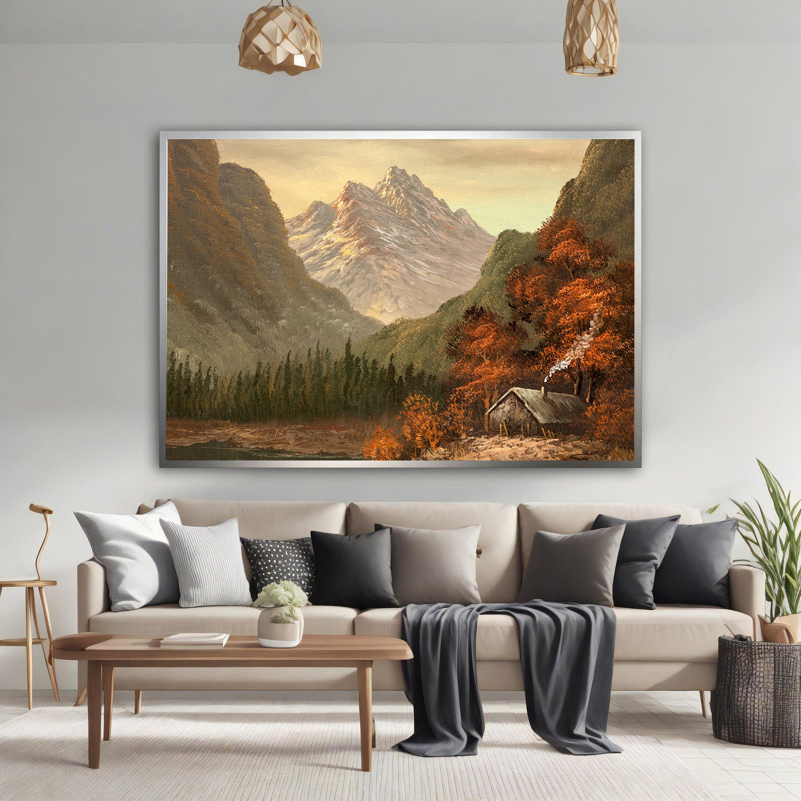 Leinwandbild - Landschaft mit Bergen