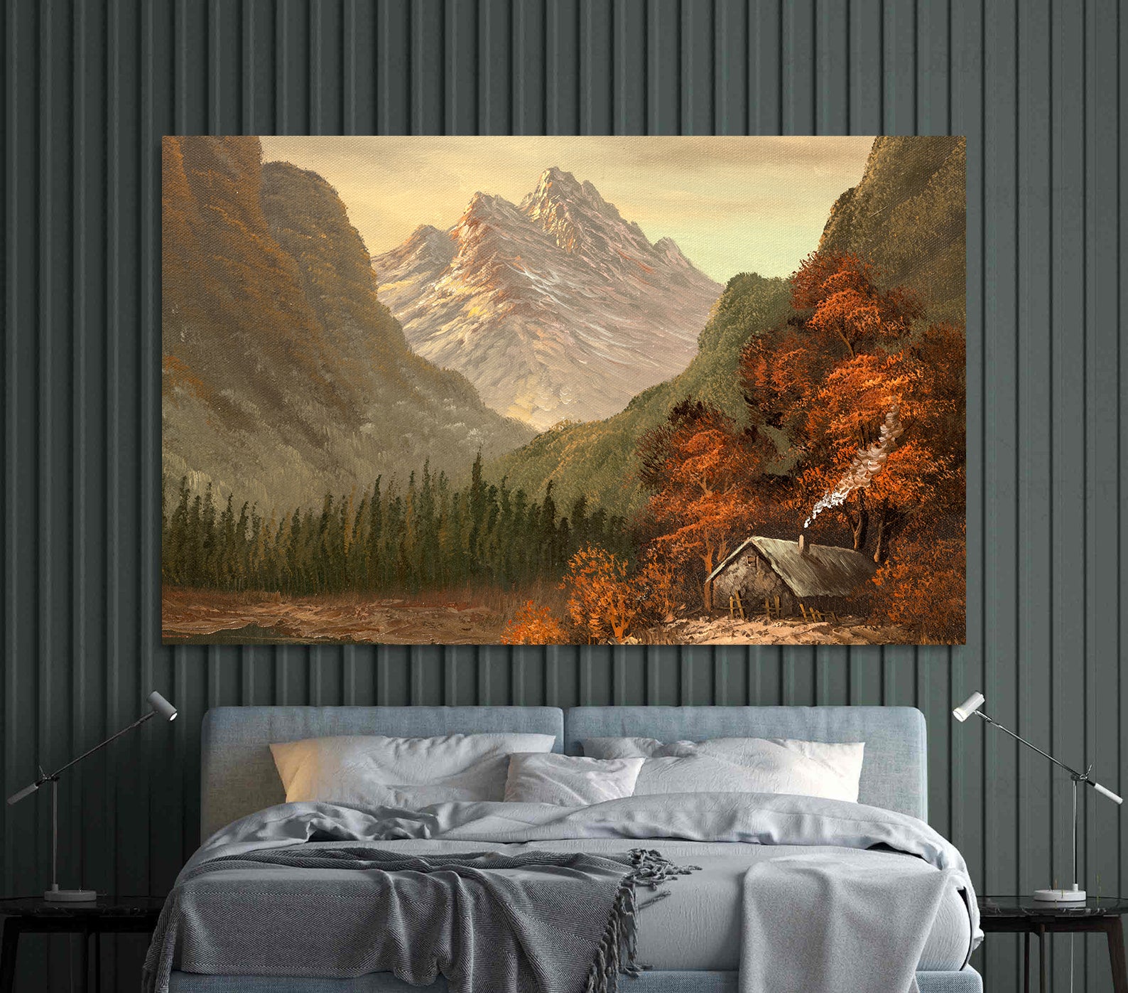 Leinwandbild - Landschaft mit Bergen