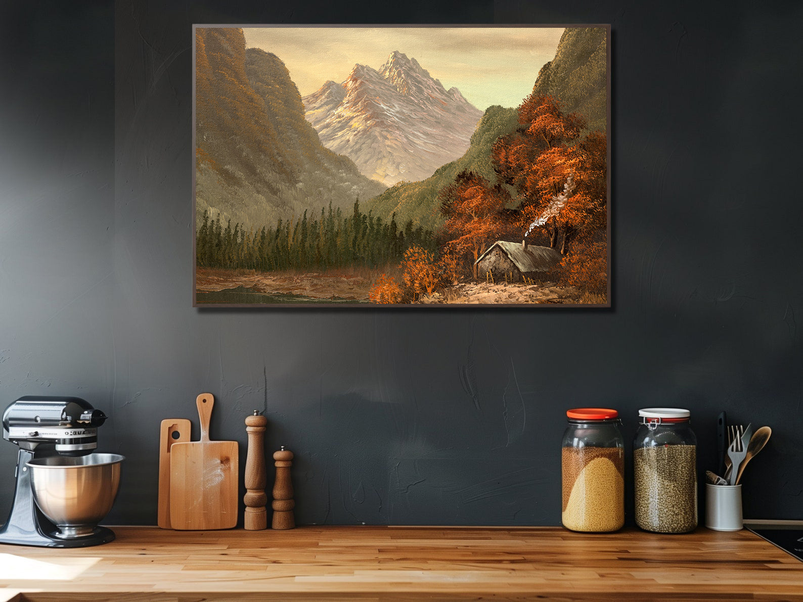 Leinwandbild - Landschaft mit Bergen