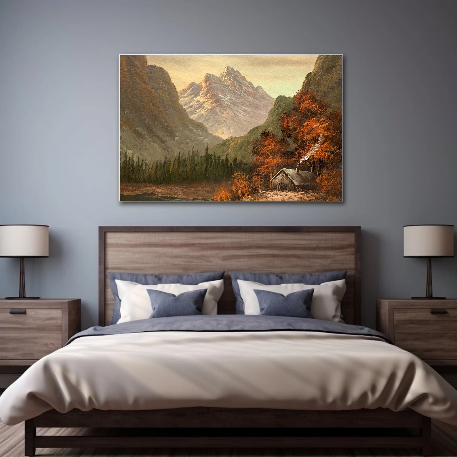 Leinwandbild - Landschaft mit Bergen