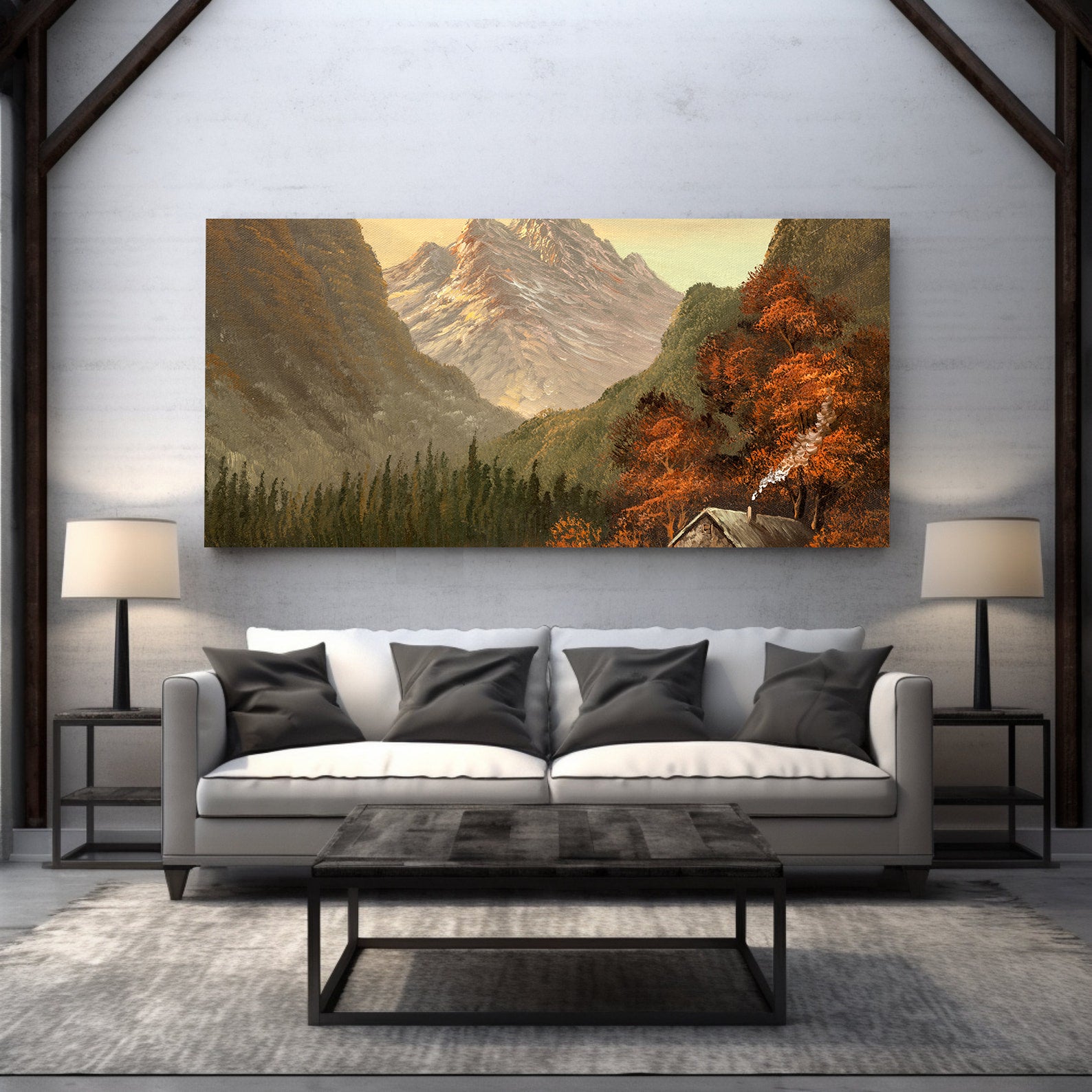 Leinwandbild - Landschaft mit Bergen