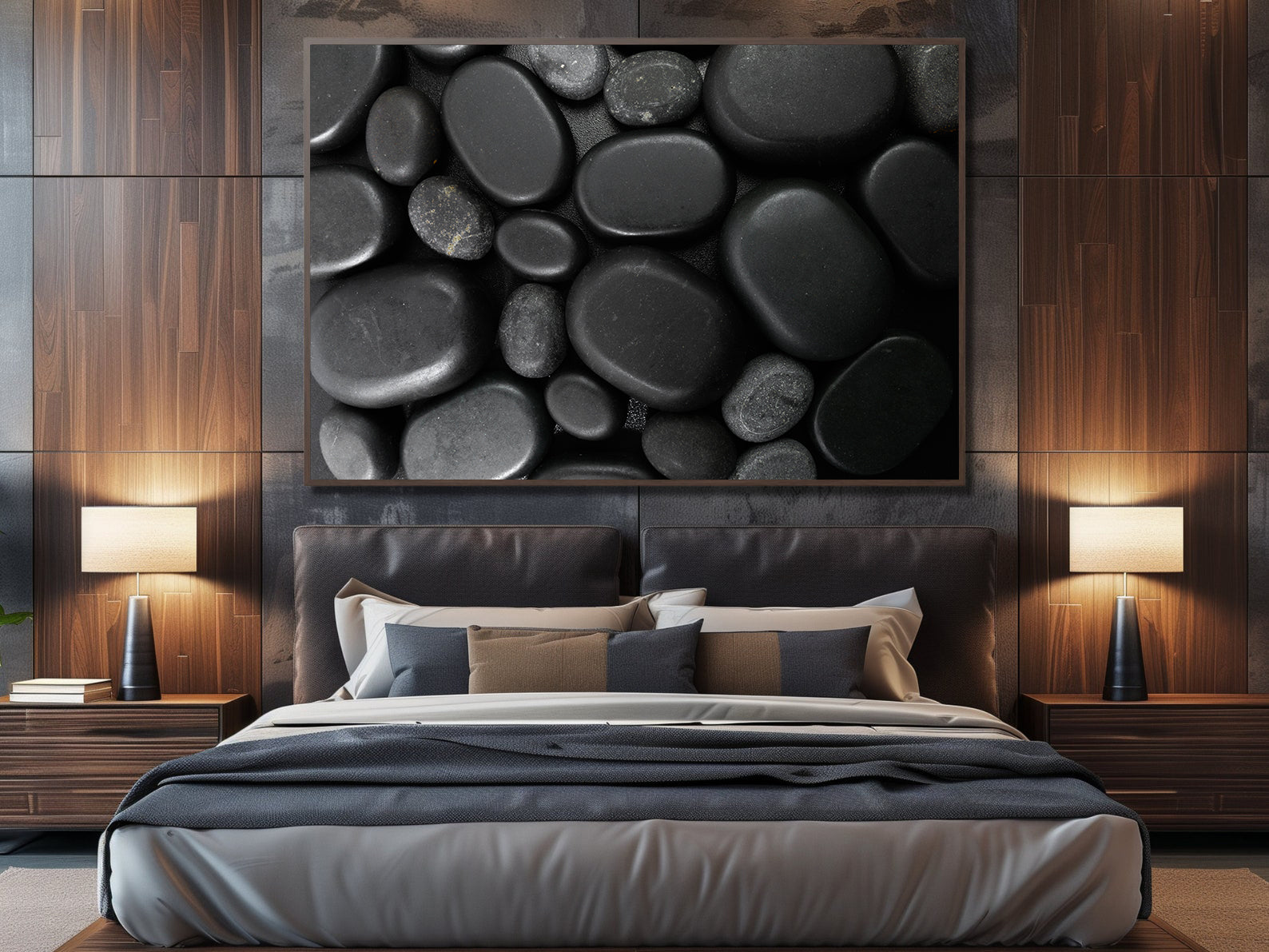 Leinwandbild - Schwarze Steine