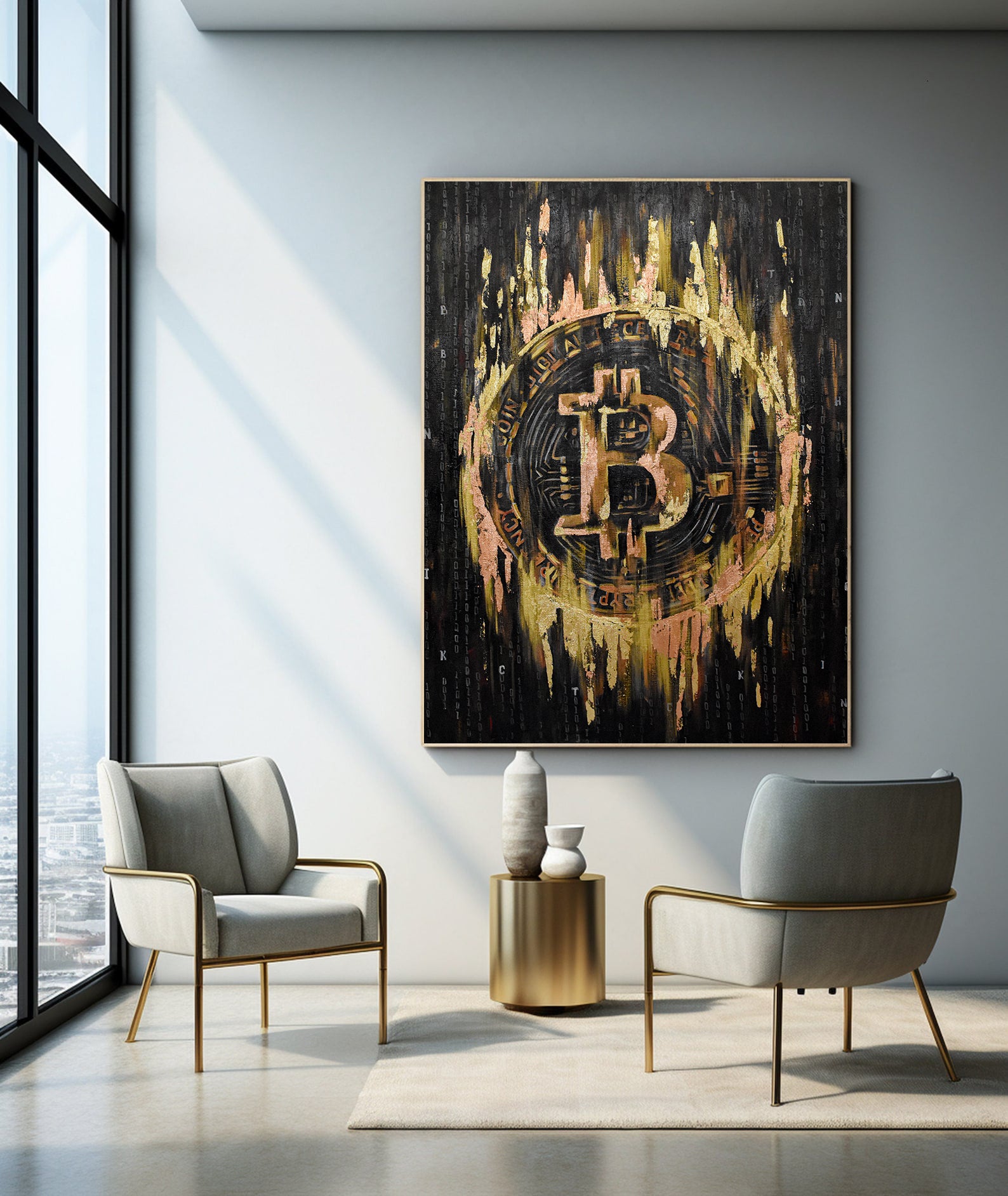 Peinture sur toile - Bitcoin Gold