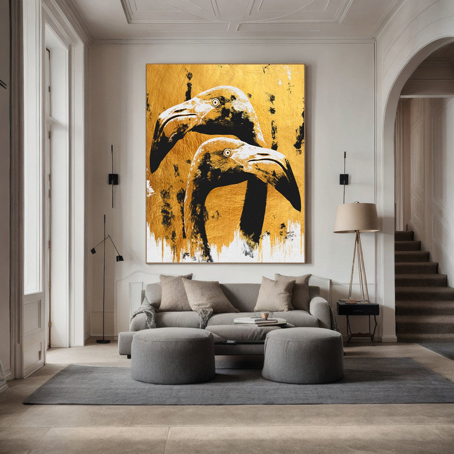 Leinwandgemälde - Moderner Flamingo