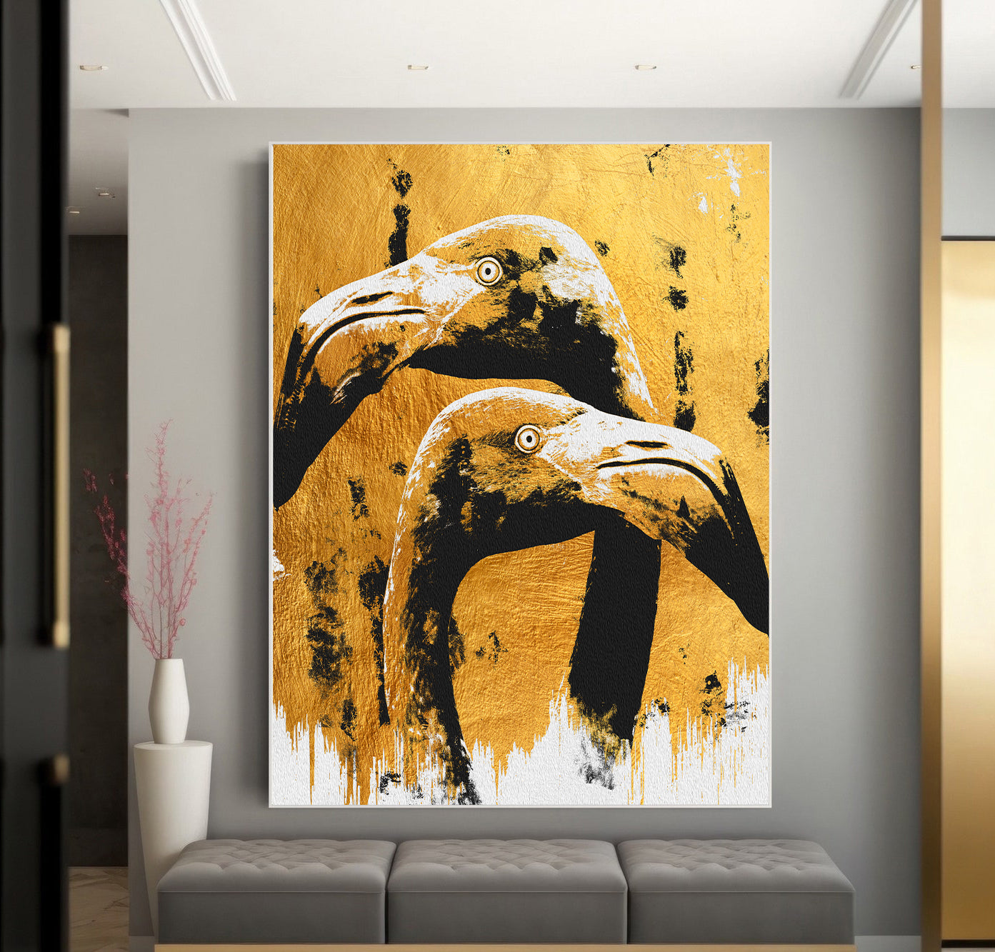 Leinwandgemälde - Moderner Flamingo